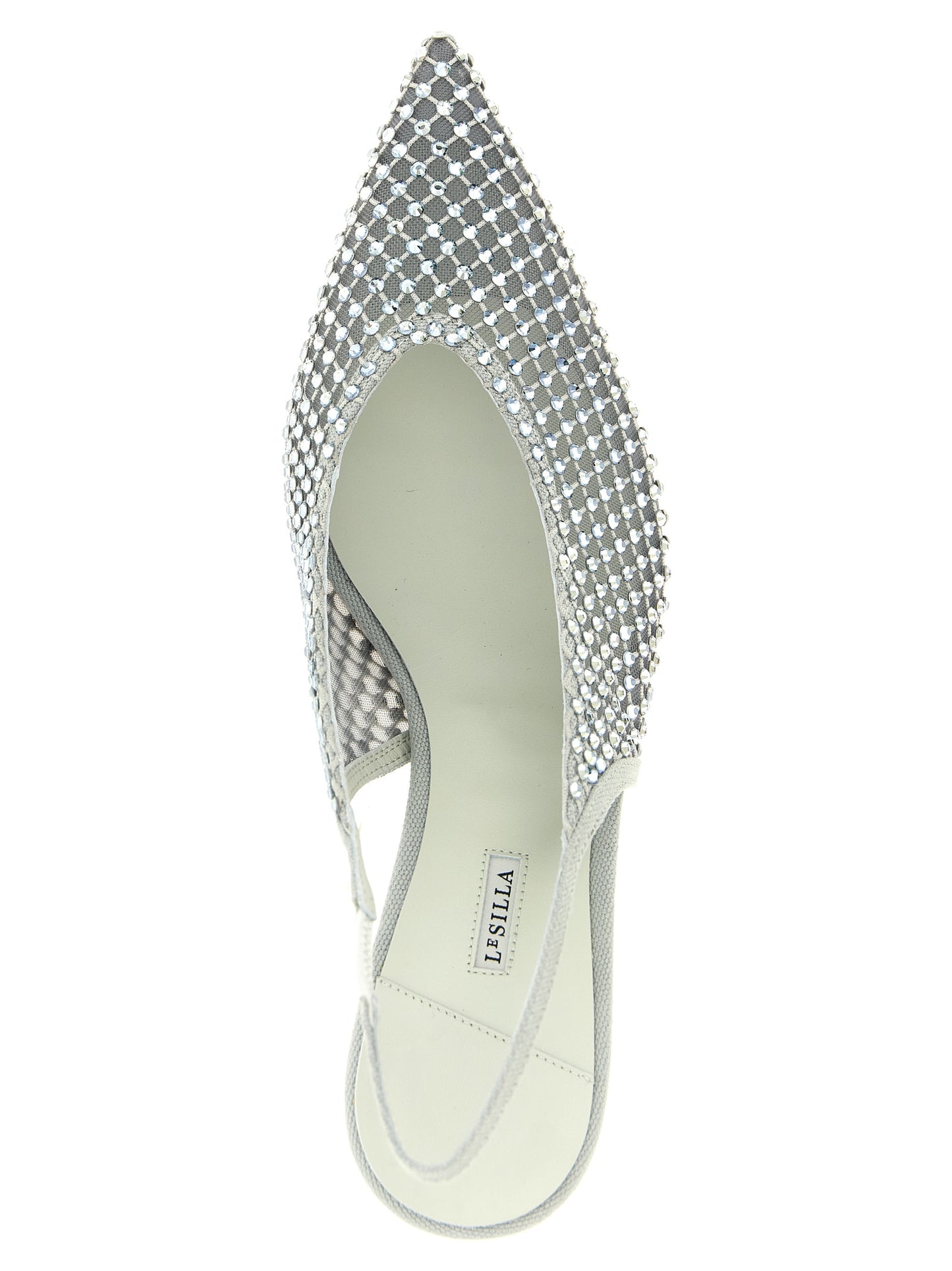 Gray Polyester Mid Heel Pumps