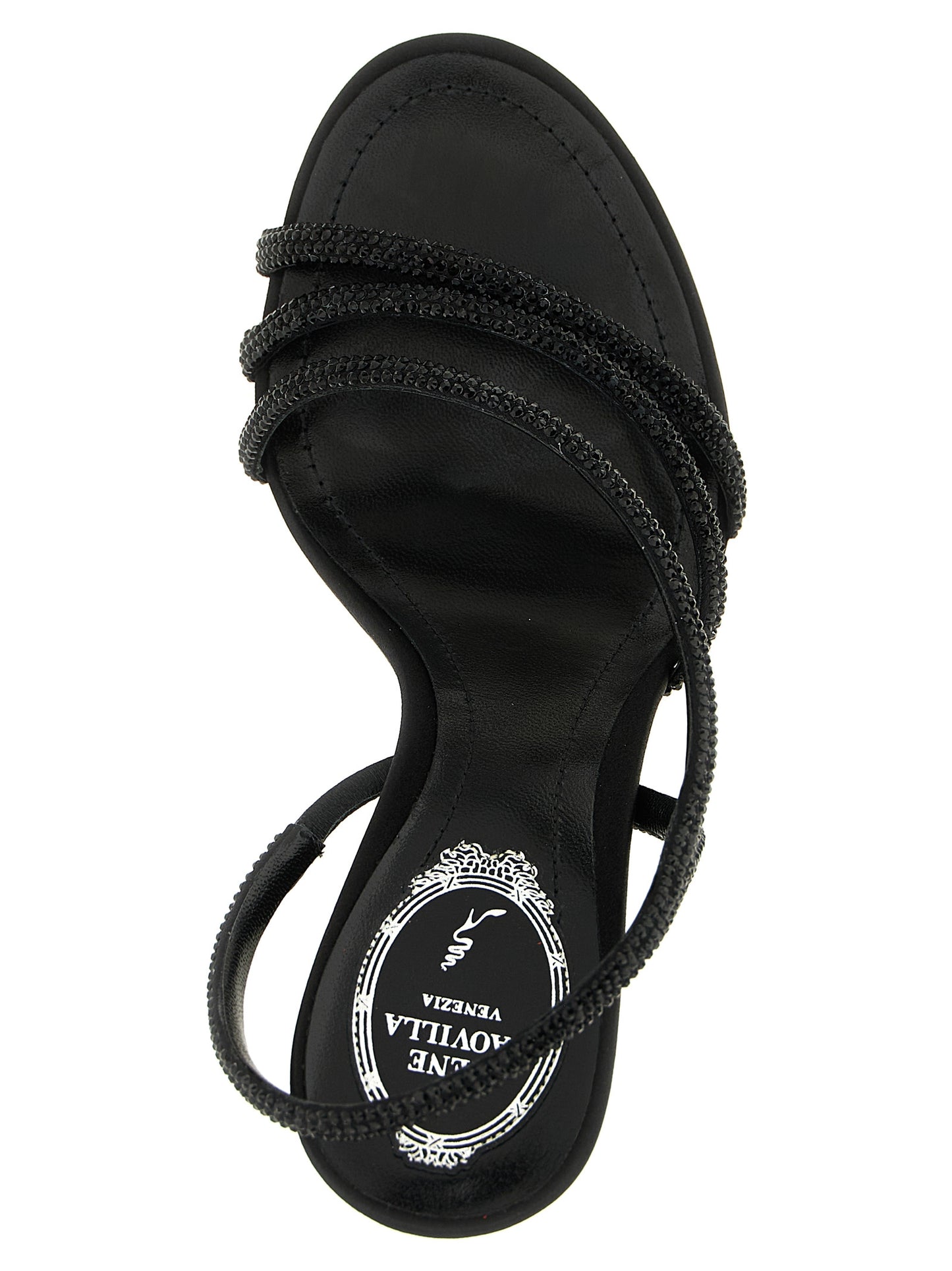 Black Viscose Stiletto Heel Sandals
