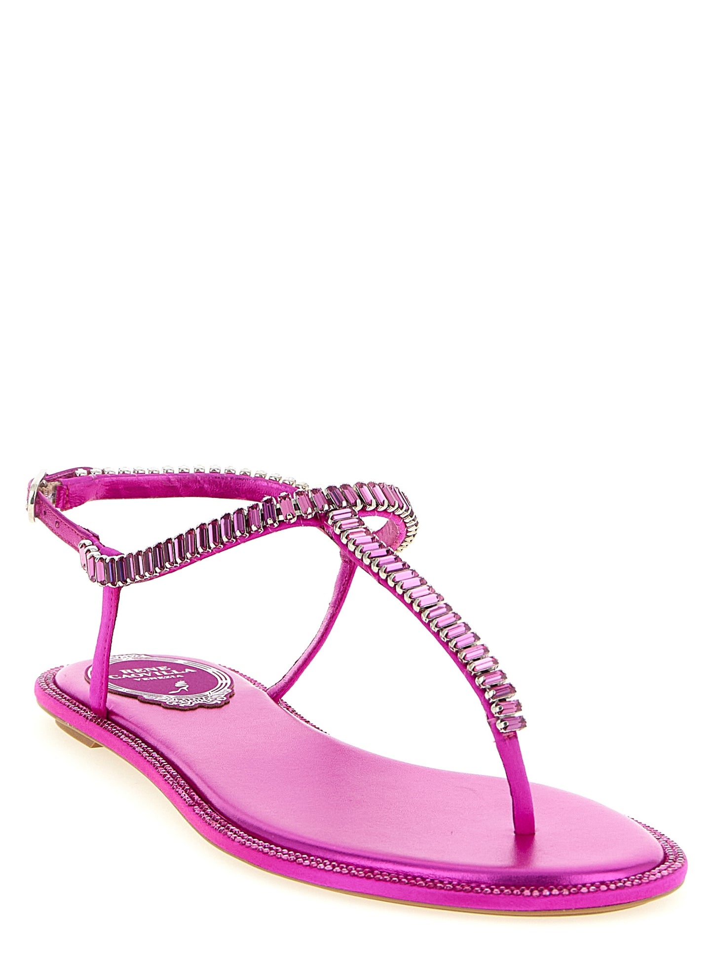 Fuchsia Viscose Flat Sandals