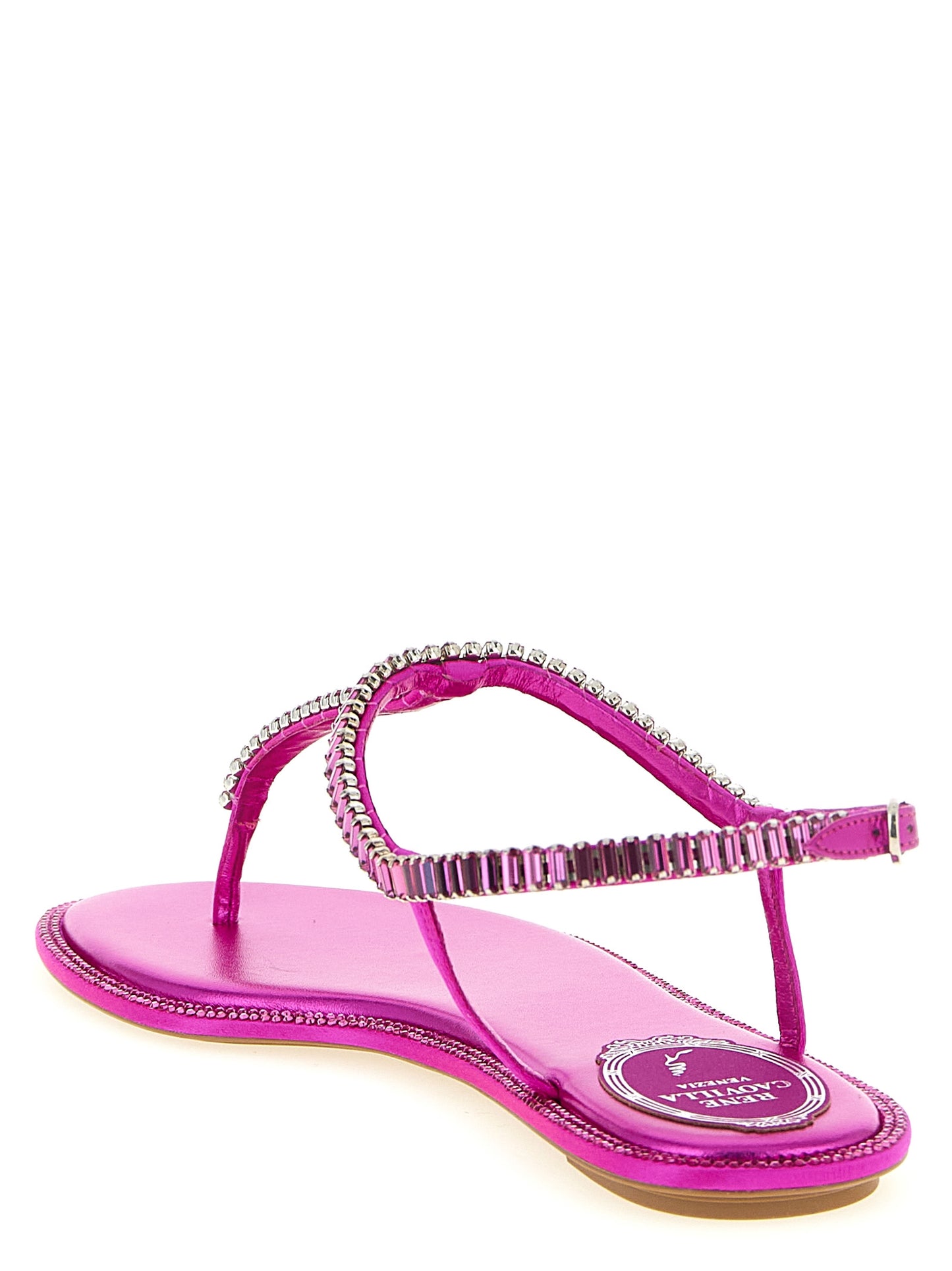Fuchsia Viscose Flat Sandals