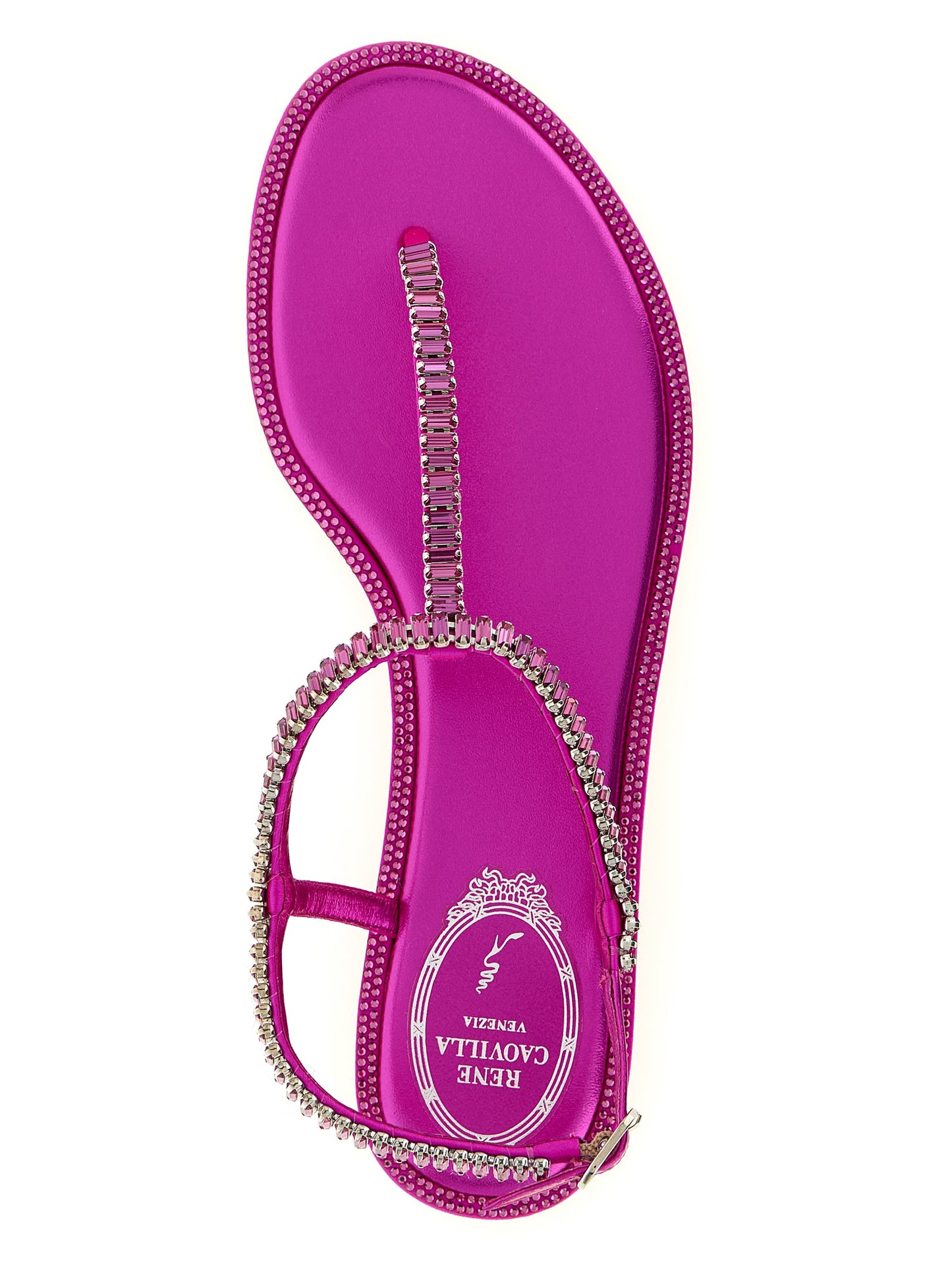 Fuchsia Viscose Flat Sandals