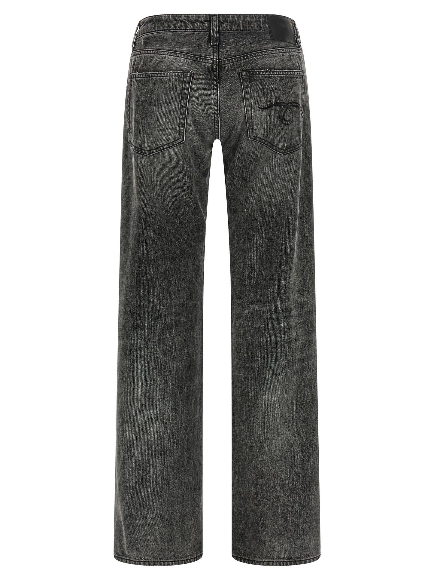 Gray Cotton Straight-Leg Jeans