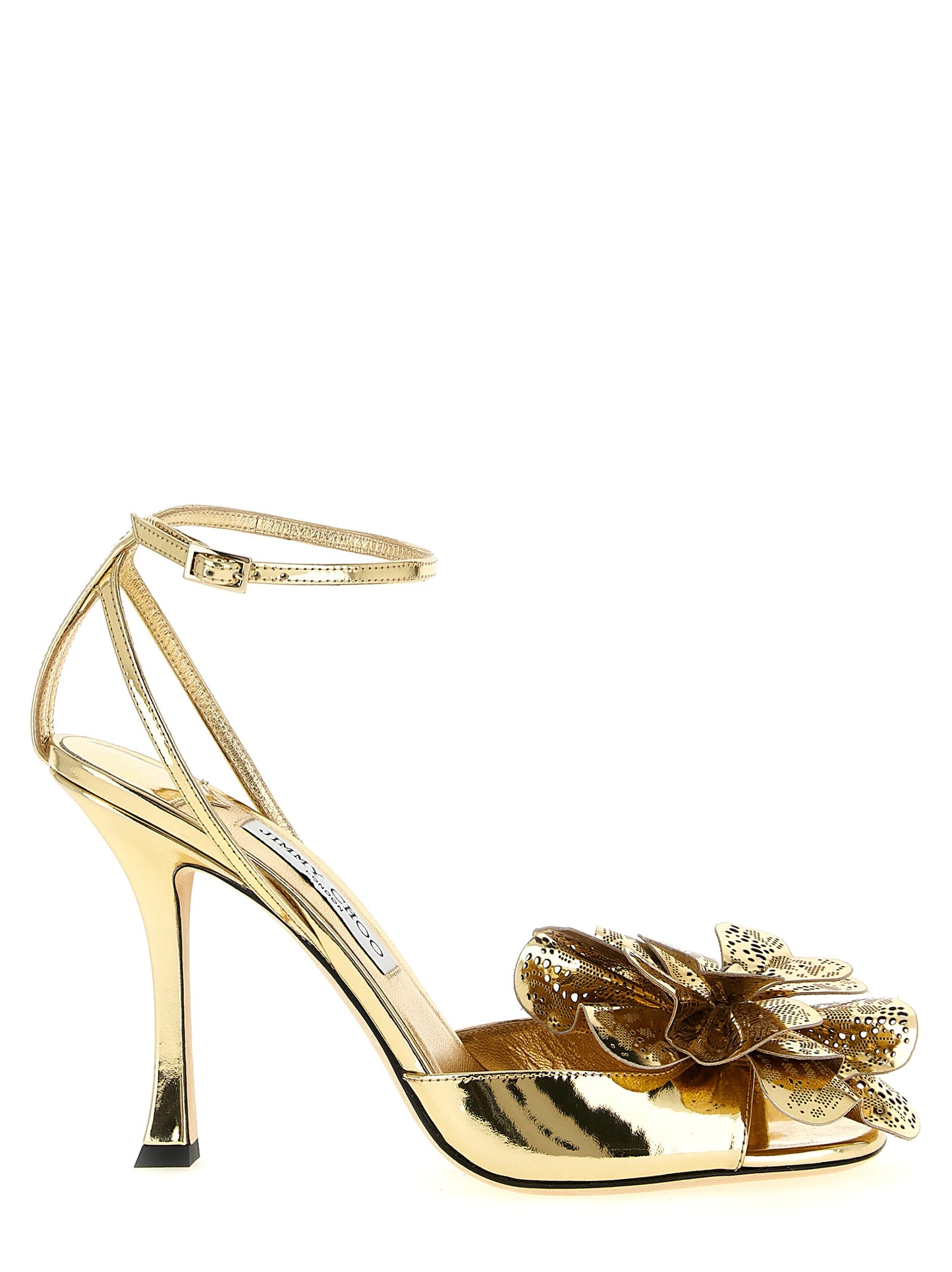 Gold Leather Stiletto Heel Sandals