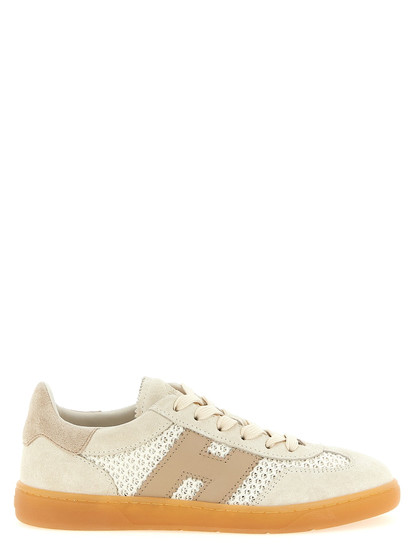 Beige Cotton Low Top Sneakers