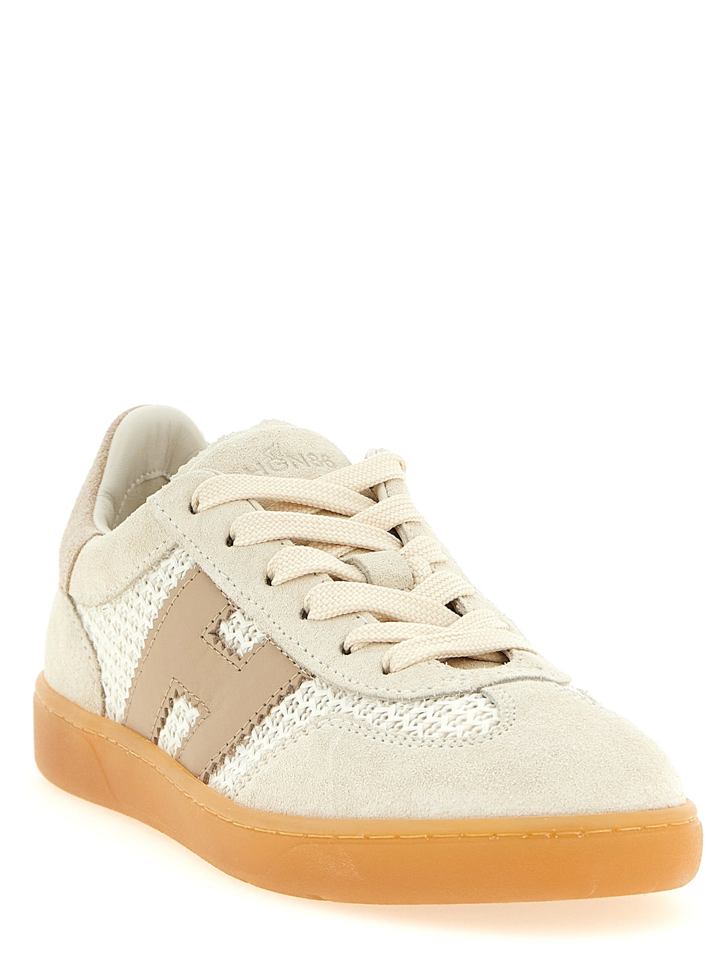 Beige Cotton Low Top Sneakers