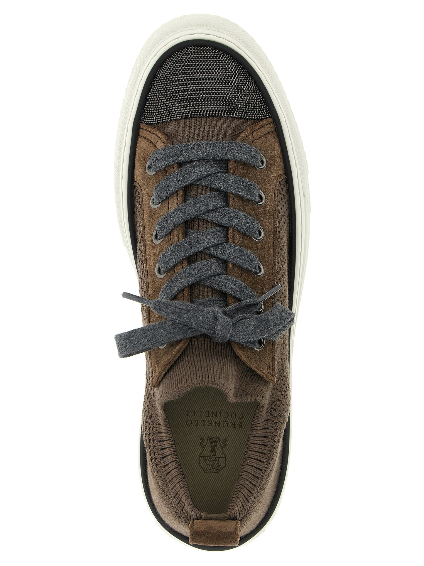 Brown Cotton Low Top Sneakers