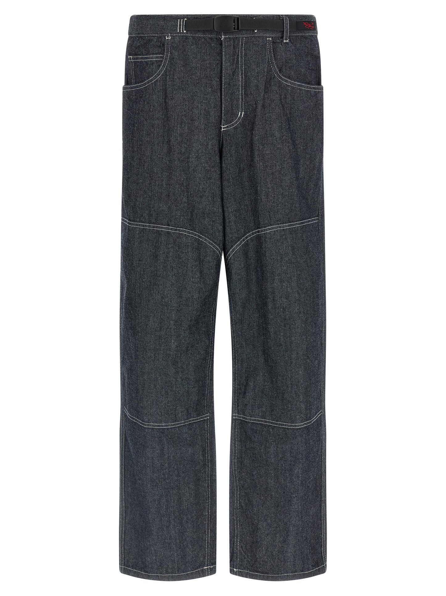 Blue Cotton Straight-Leg Jeans