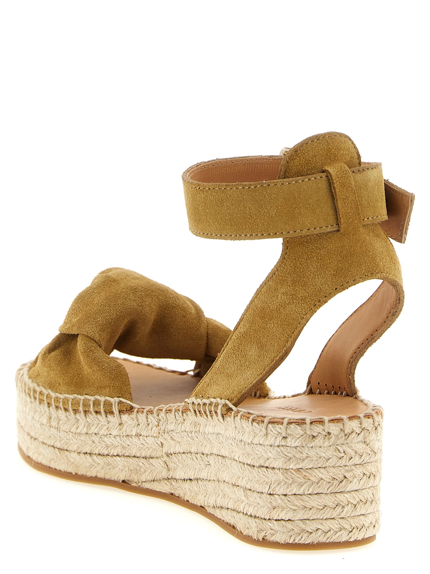 Beige Calfskin Wedge Sandals