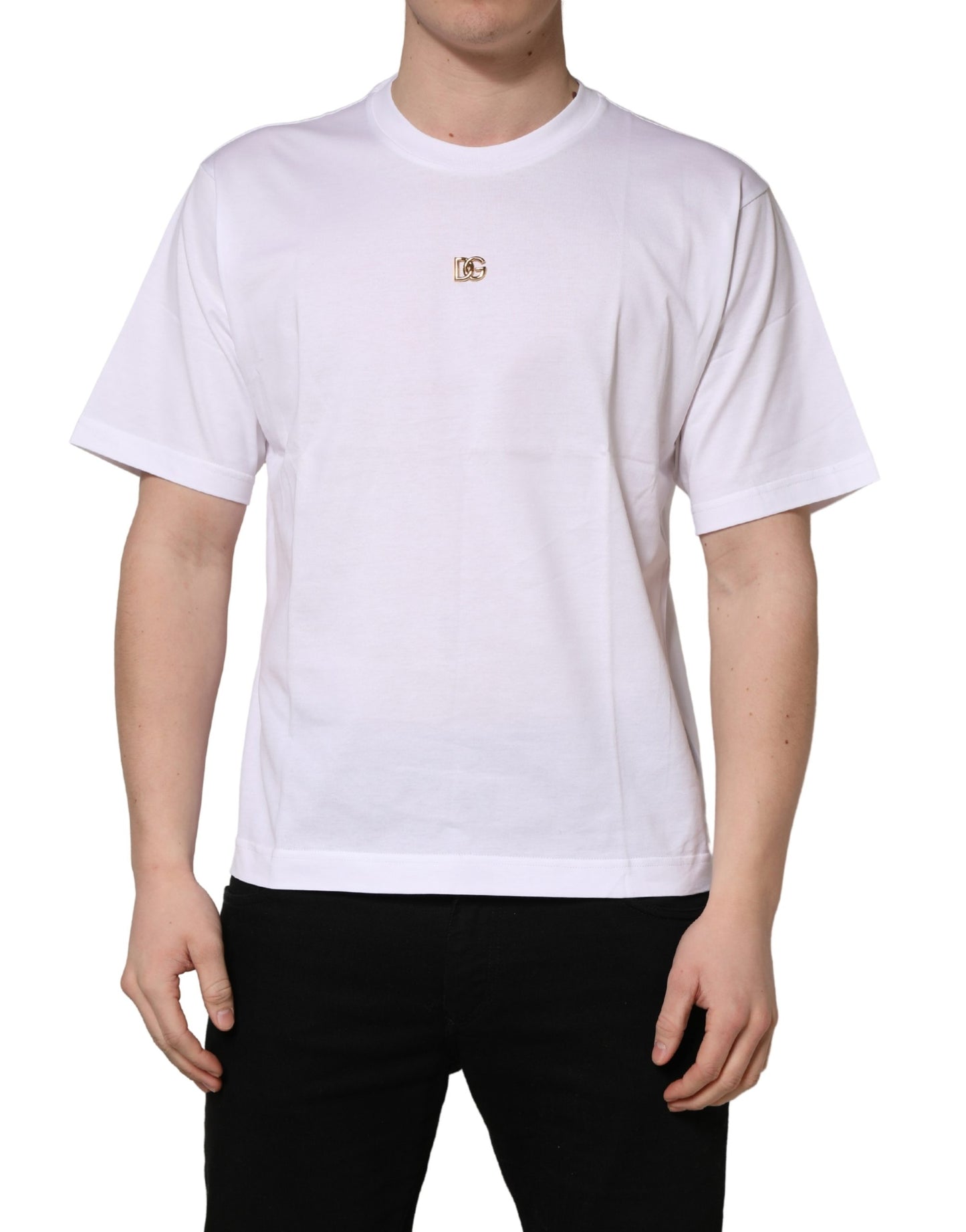 White Metal DG Logo Cotton Short Sleeves T-shirt