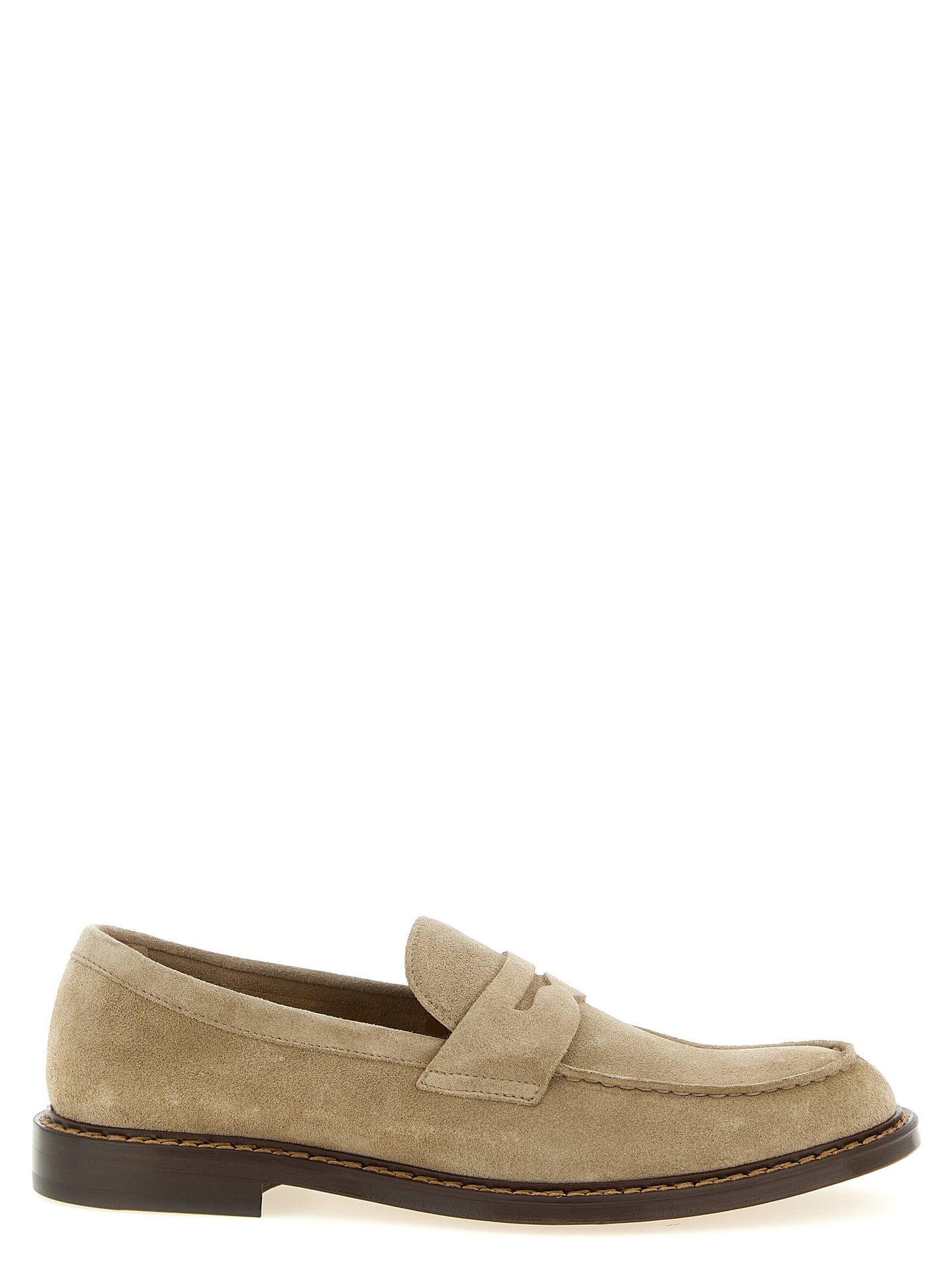Beige Calfskin Slip-On Loafers