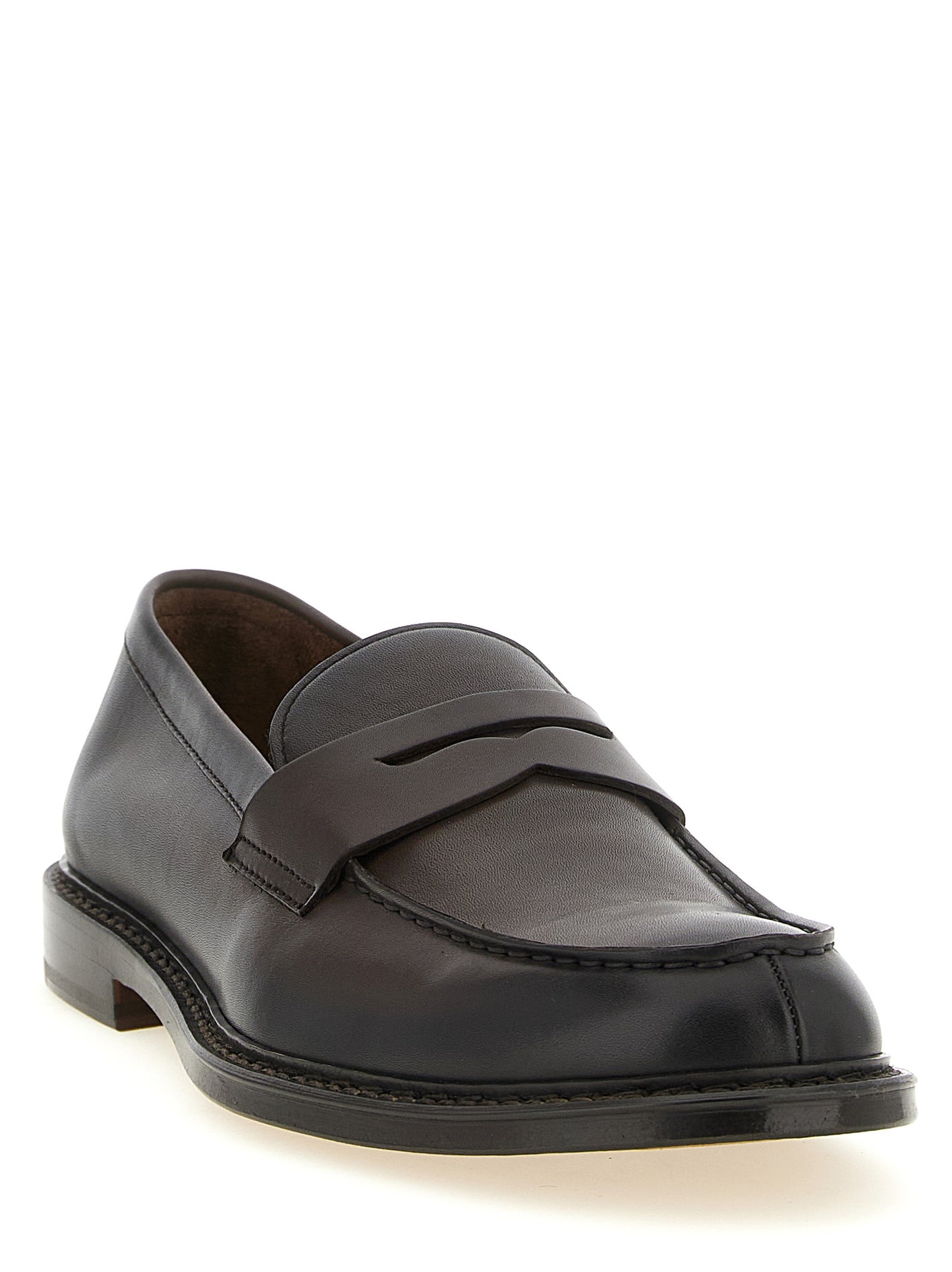 Brown Calfskin Slip-On Loafers