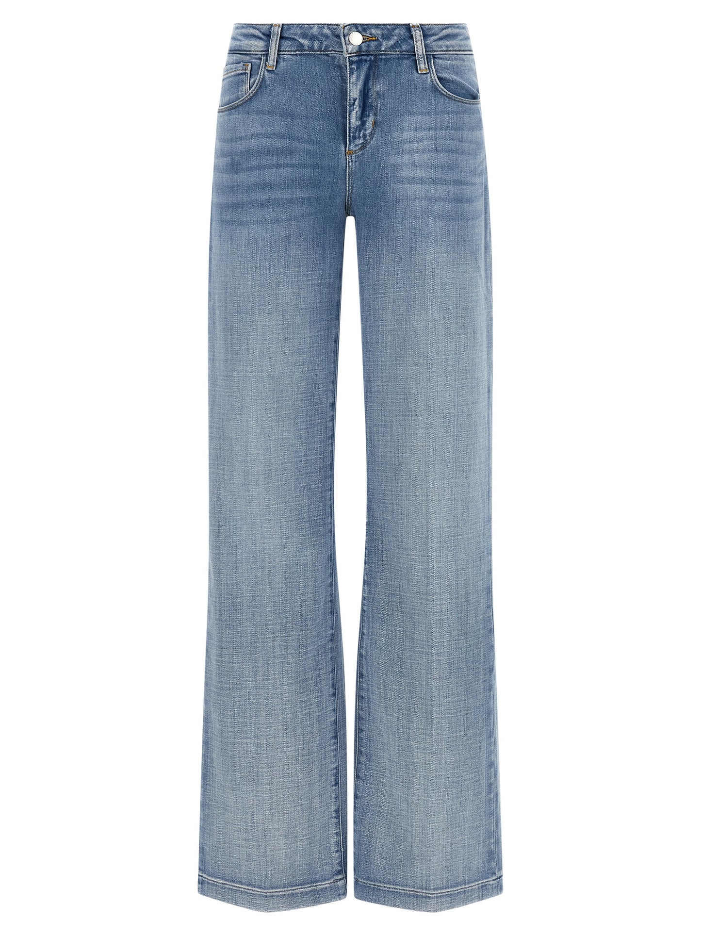 Blue Cotton Straight-Leg Jeans