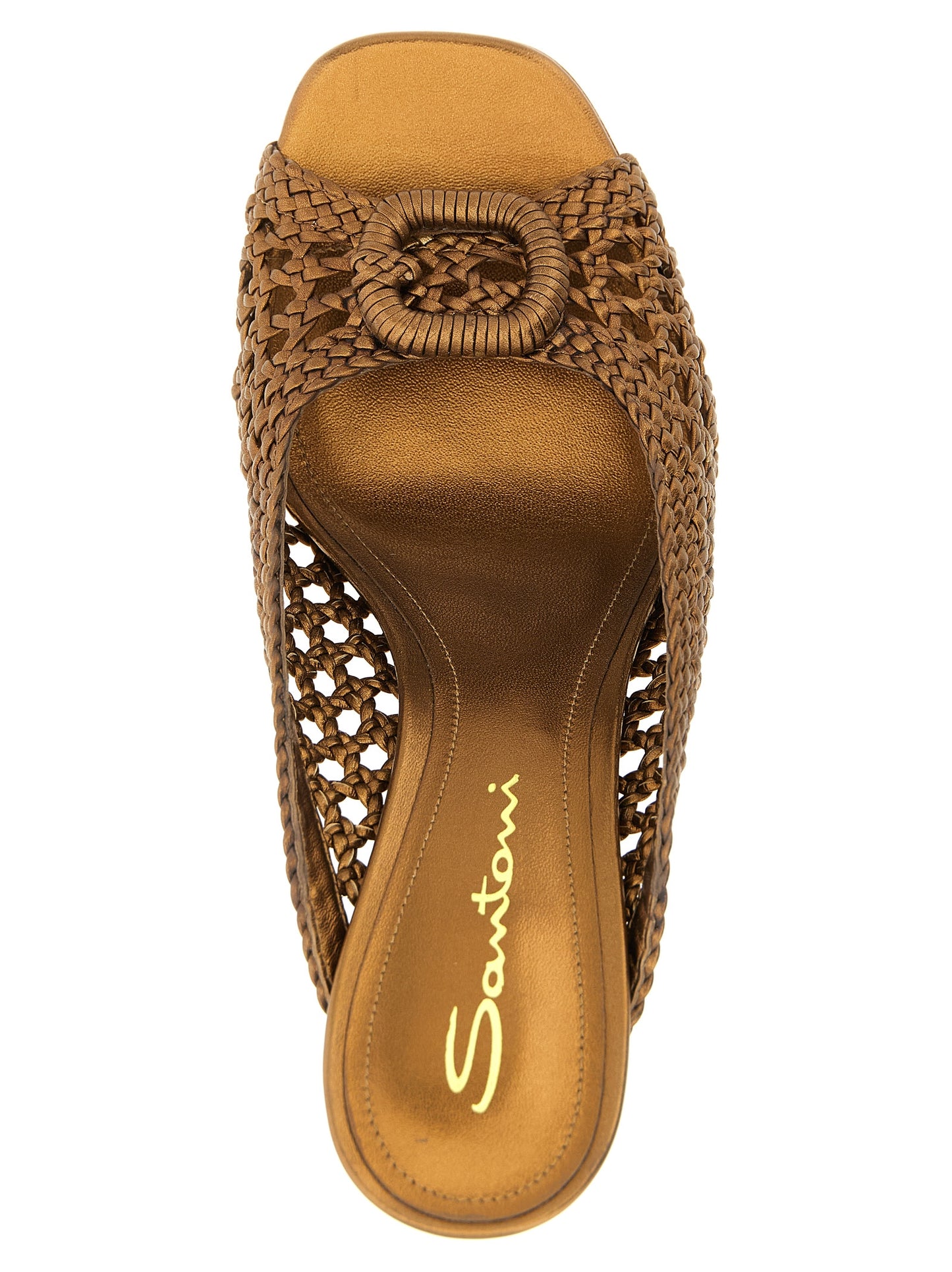 Gold Lamb Leather Stiletto Heel Sandals