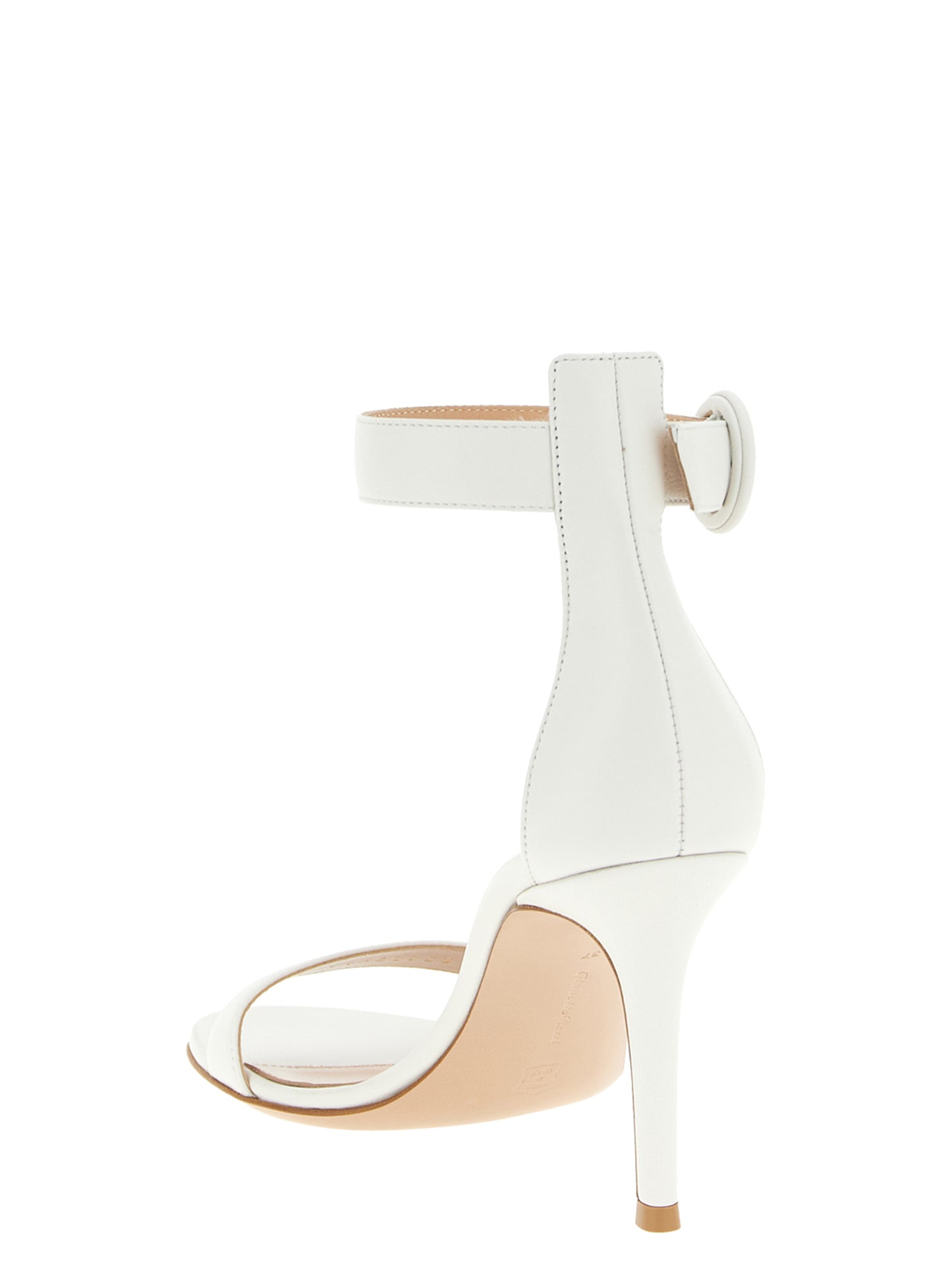 White Napa Leather / Calf Bos Taurus Stiletto Heel Sandals