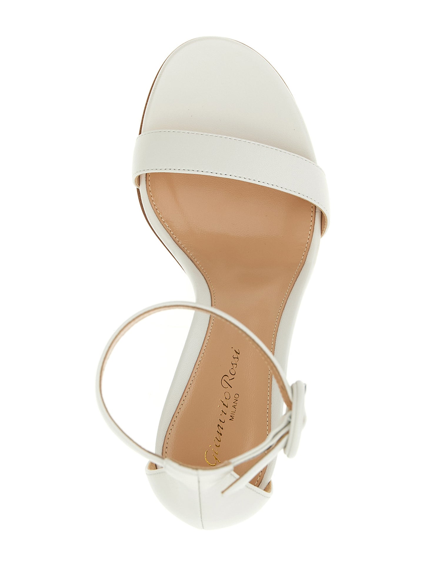 White Napa Leather / Calf Bos Taurus Stiletto Heel Sandals