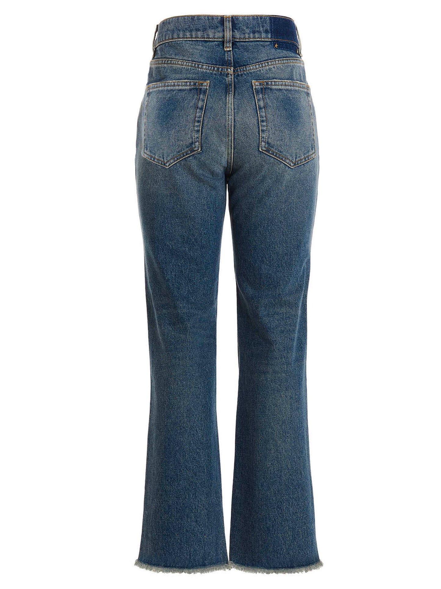 Blue Cotton Flared Jeans