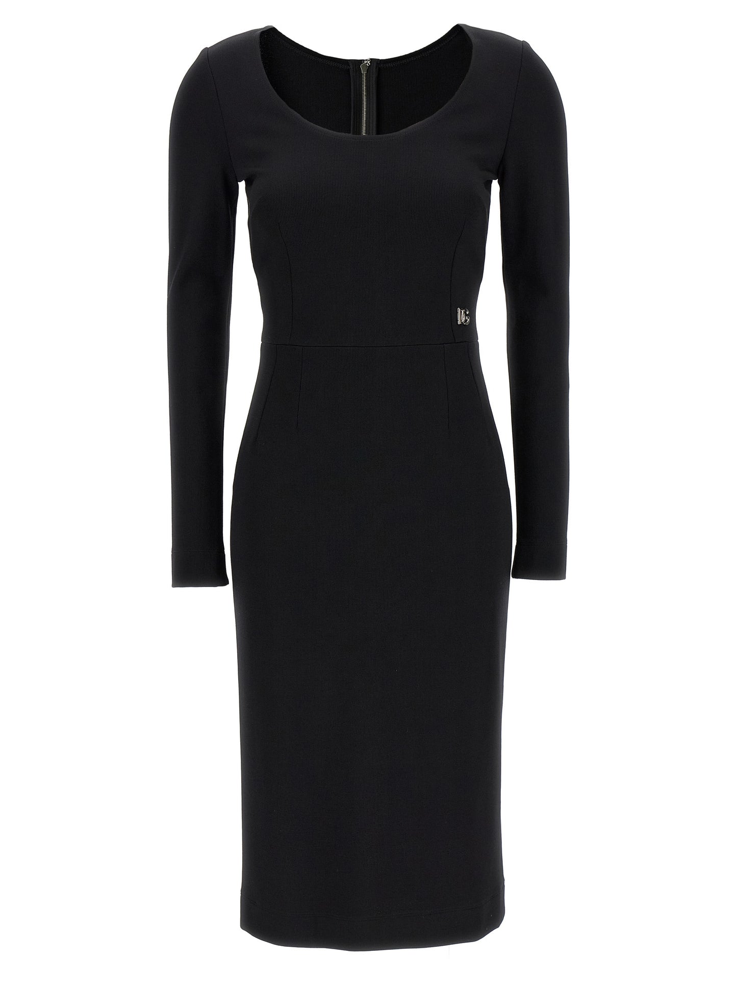 Black Viscose Midi Dress