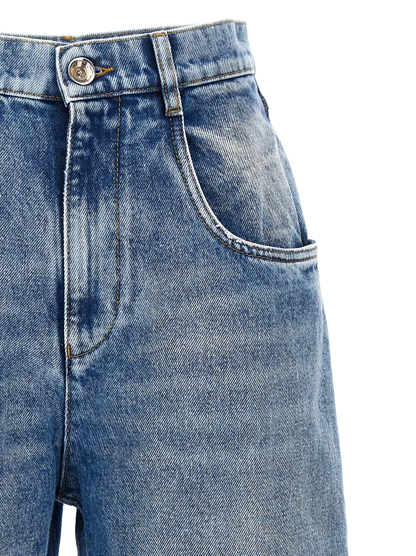 Blue Cotton Straight-Leg Jeans