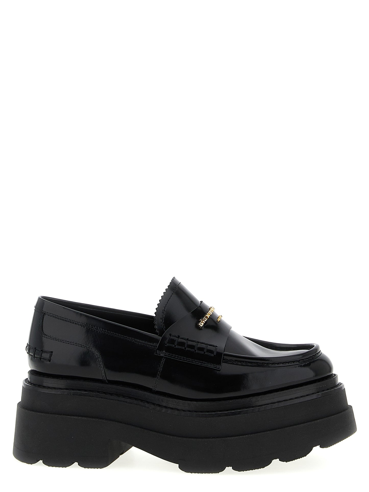 Black Cowhide Platform Loafers
