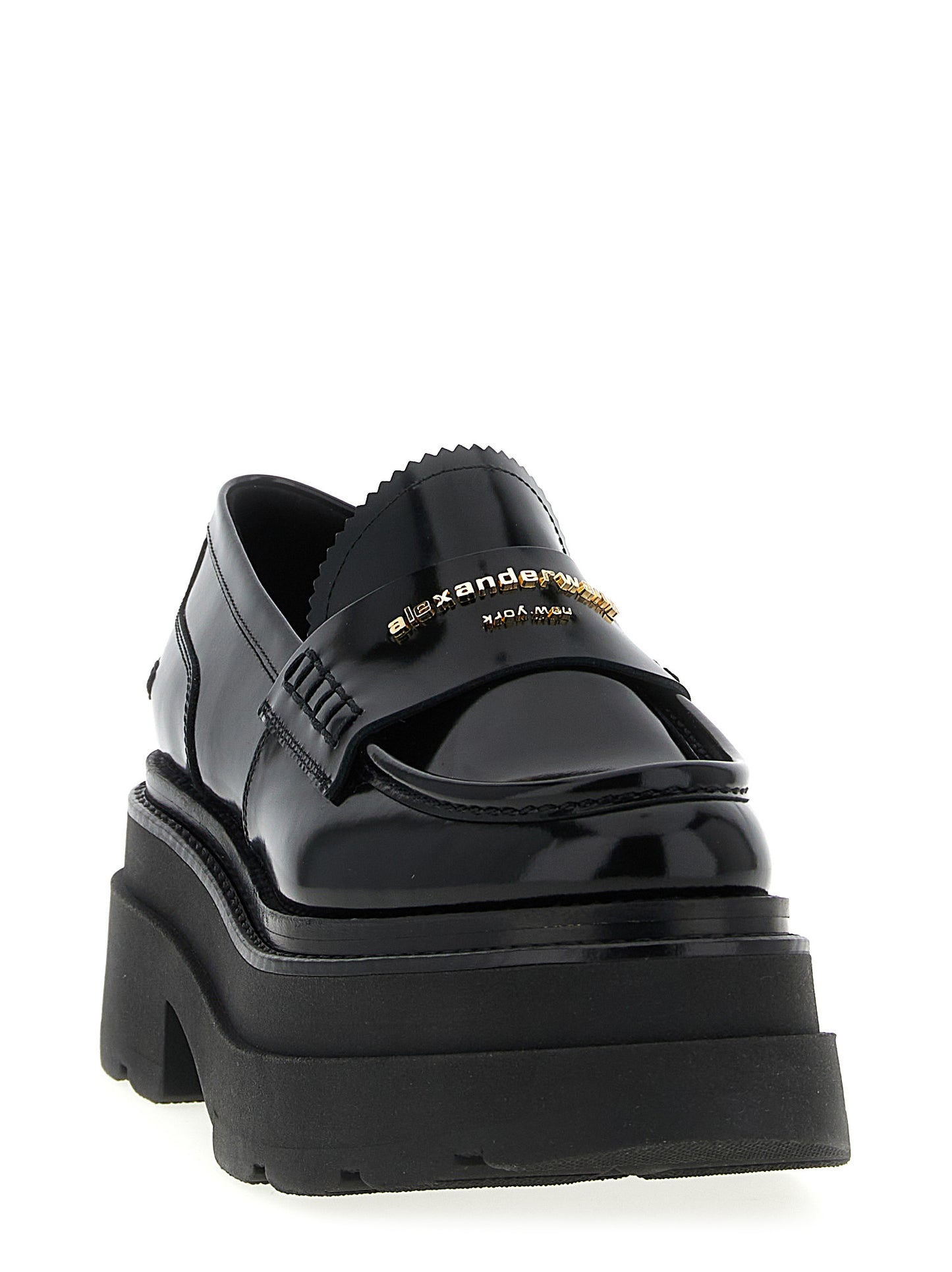 Black Cowhide Platform Loafers