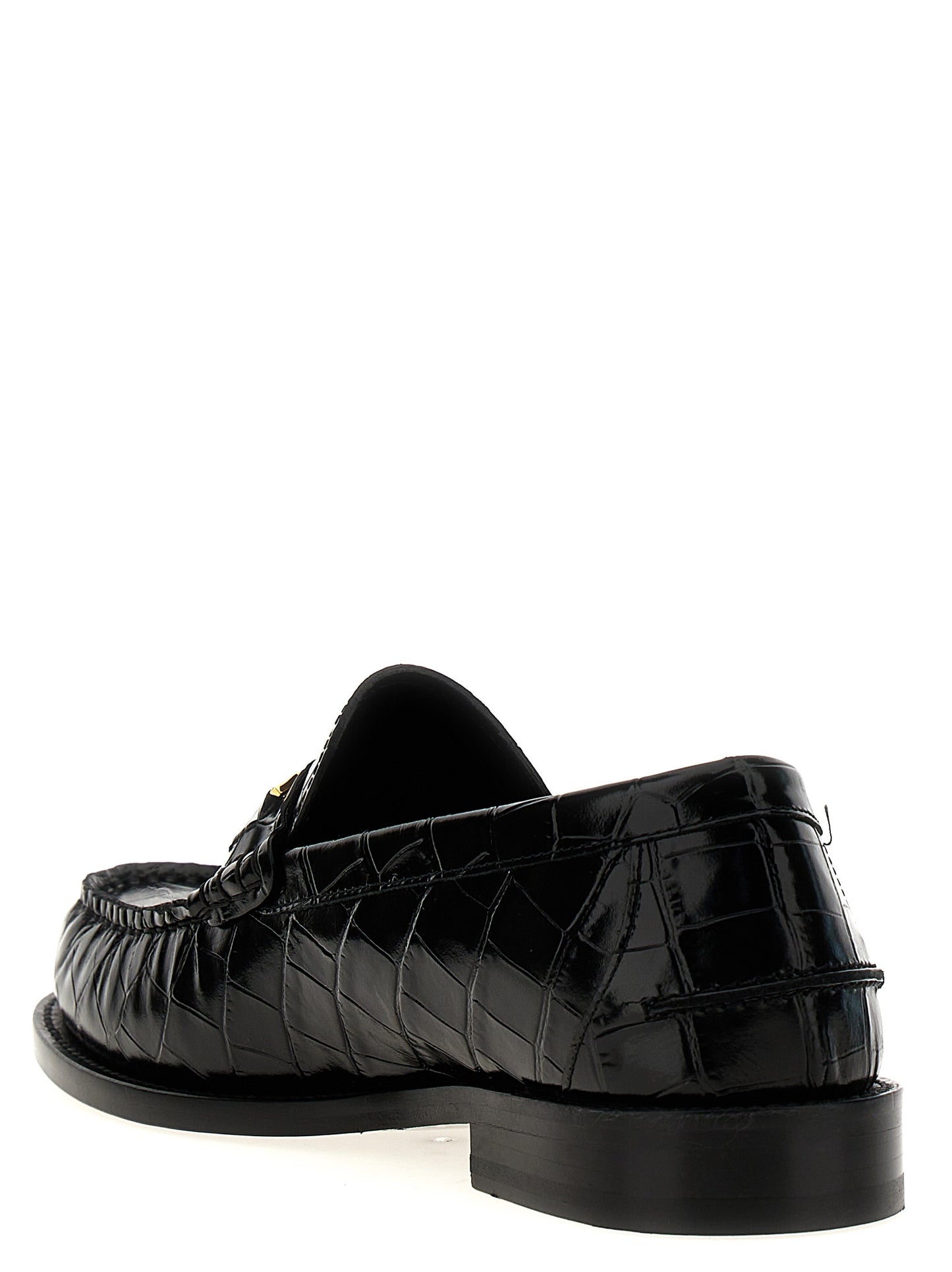 Black Velvet Leather Slip-On Loafers