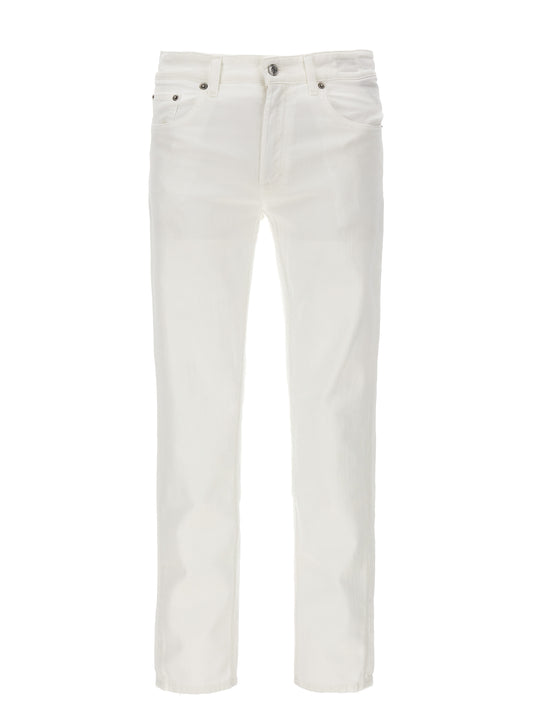 White Cotton Straight-Leg Jeans