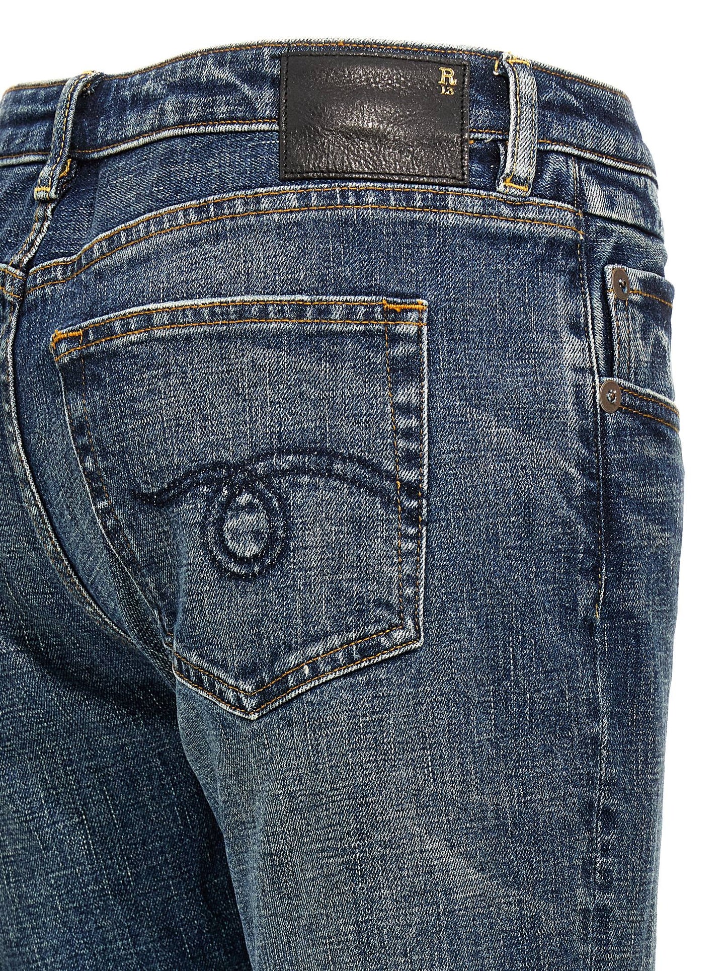 Blue Cotton Flared Jeans