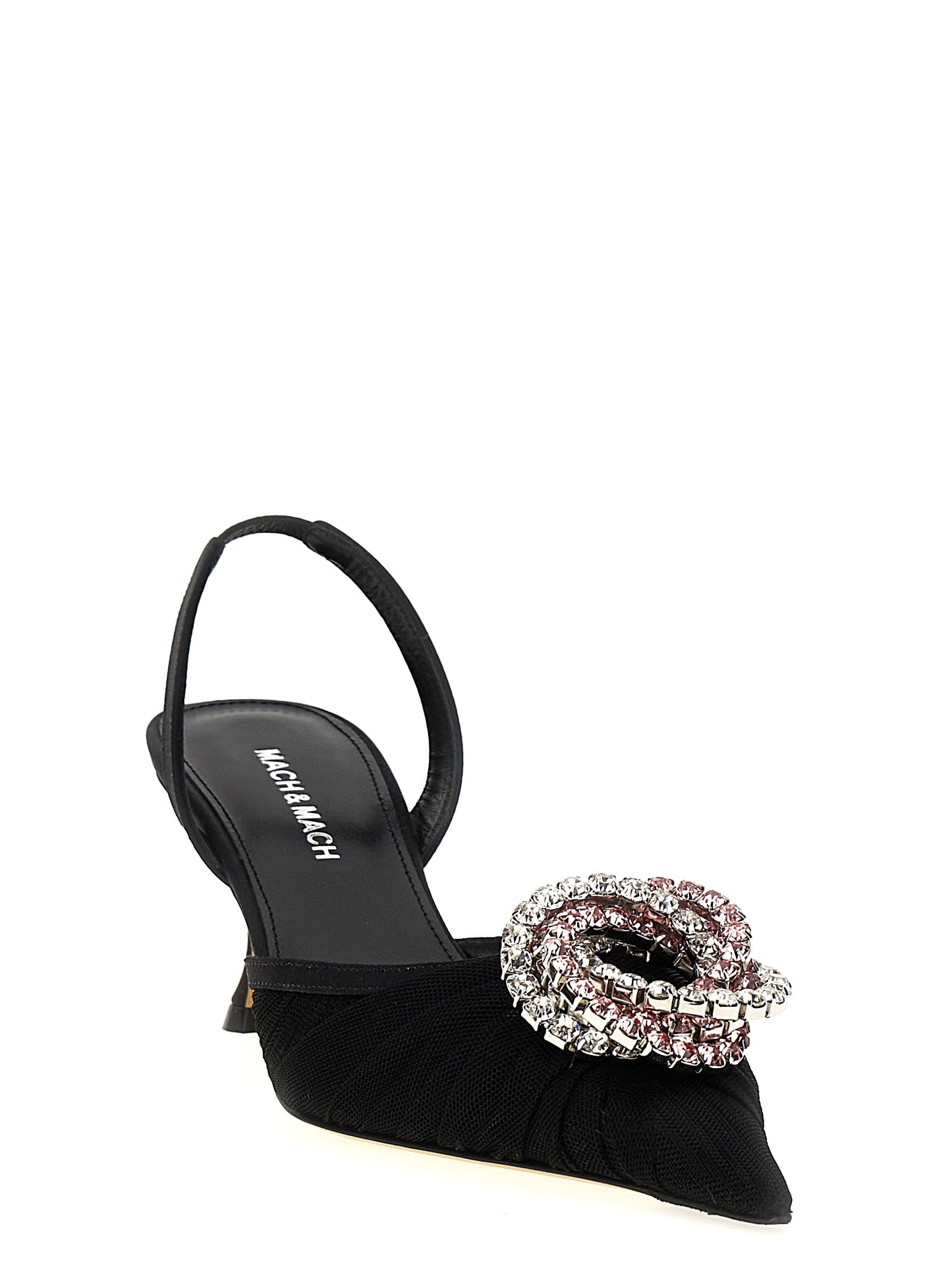Black Polyamide Mid Heel Pumps