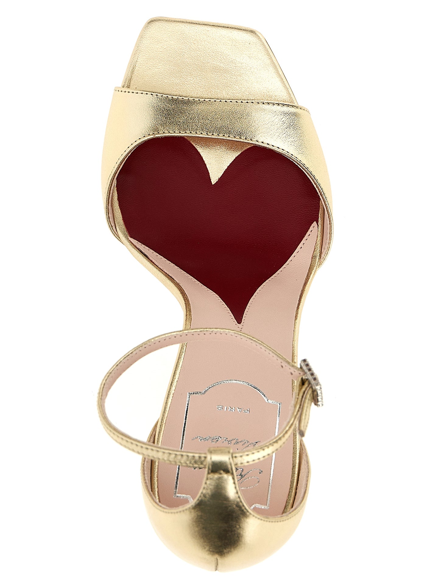 Gold Calfskin Stiletto Heel Sandals