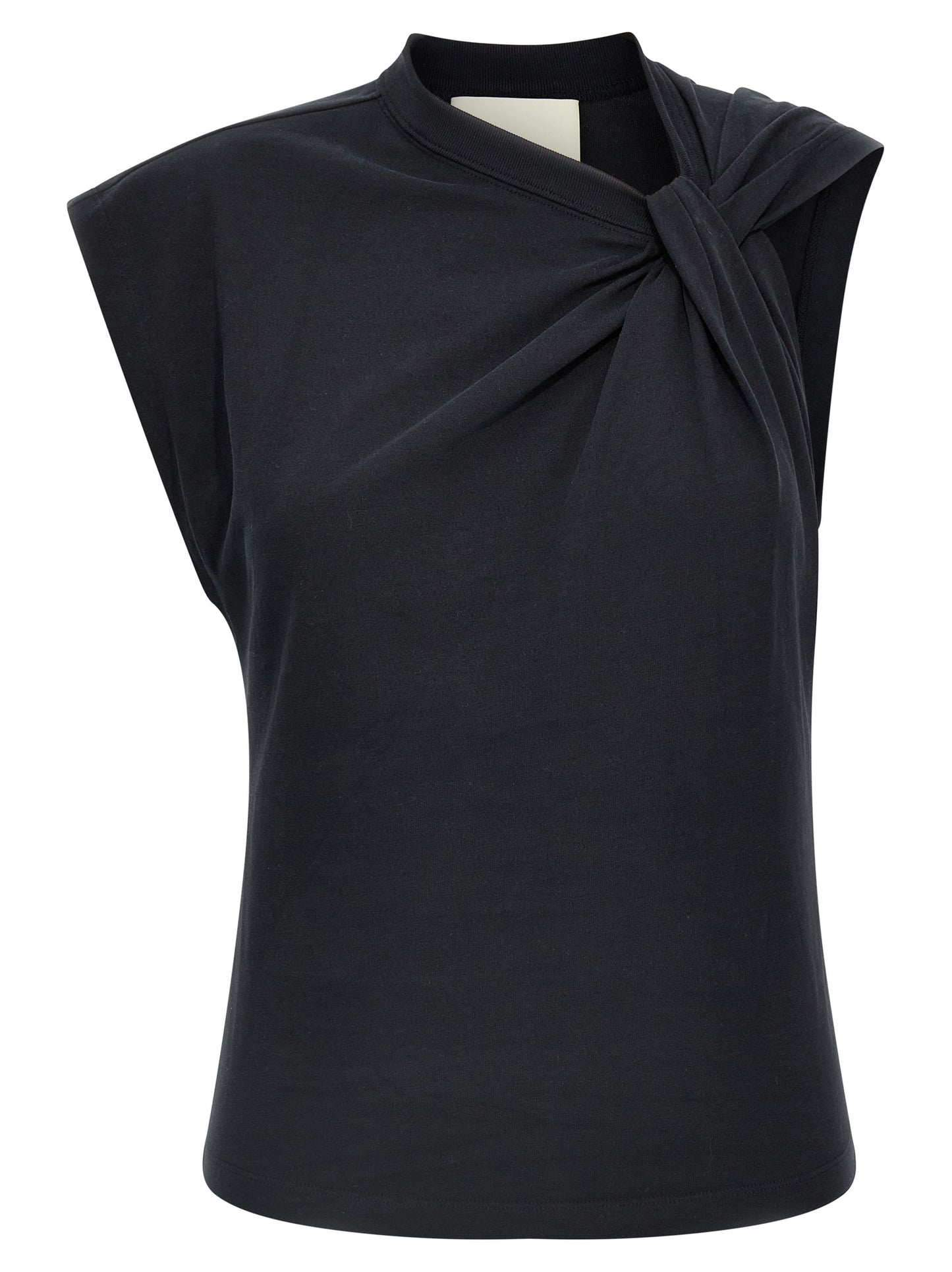 Black Cotton Sleeveles T-Shirt