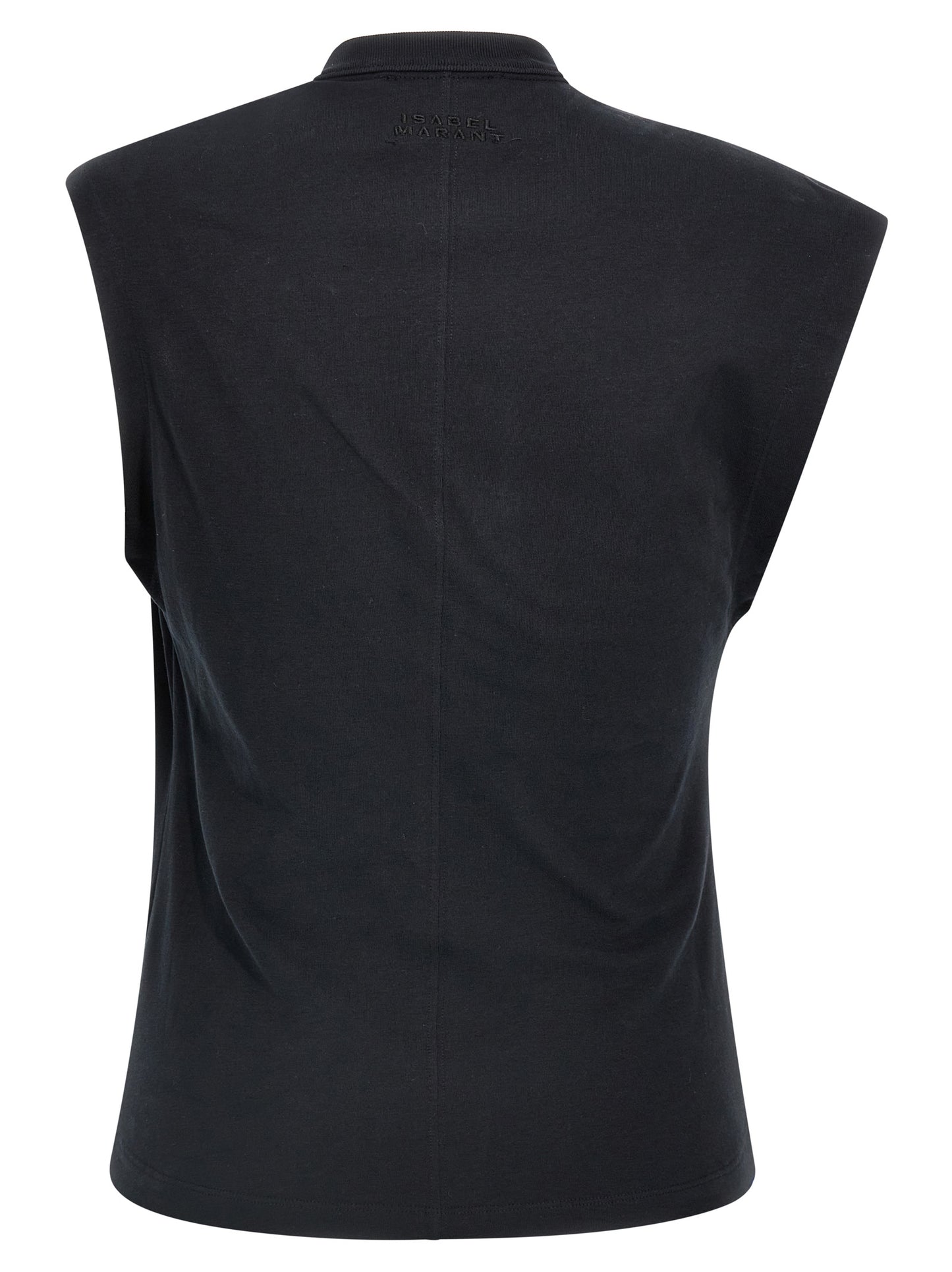 Black Cotton Sleeveles T-Shirt