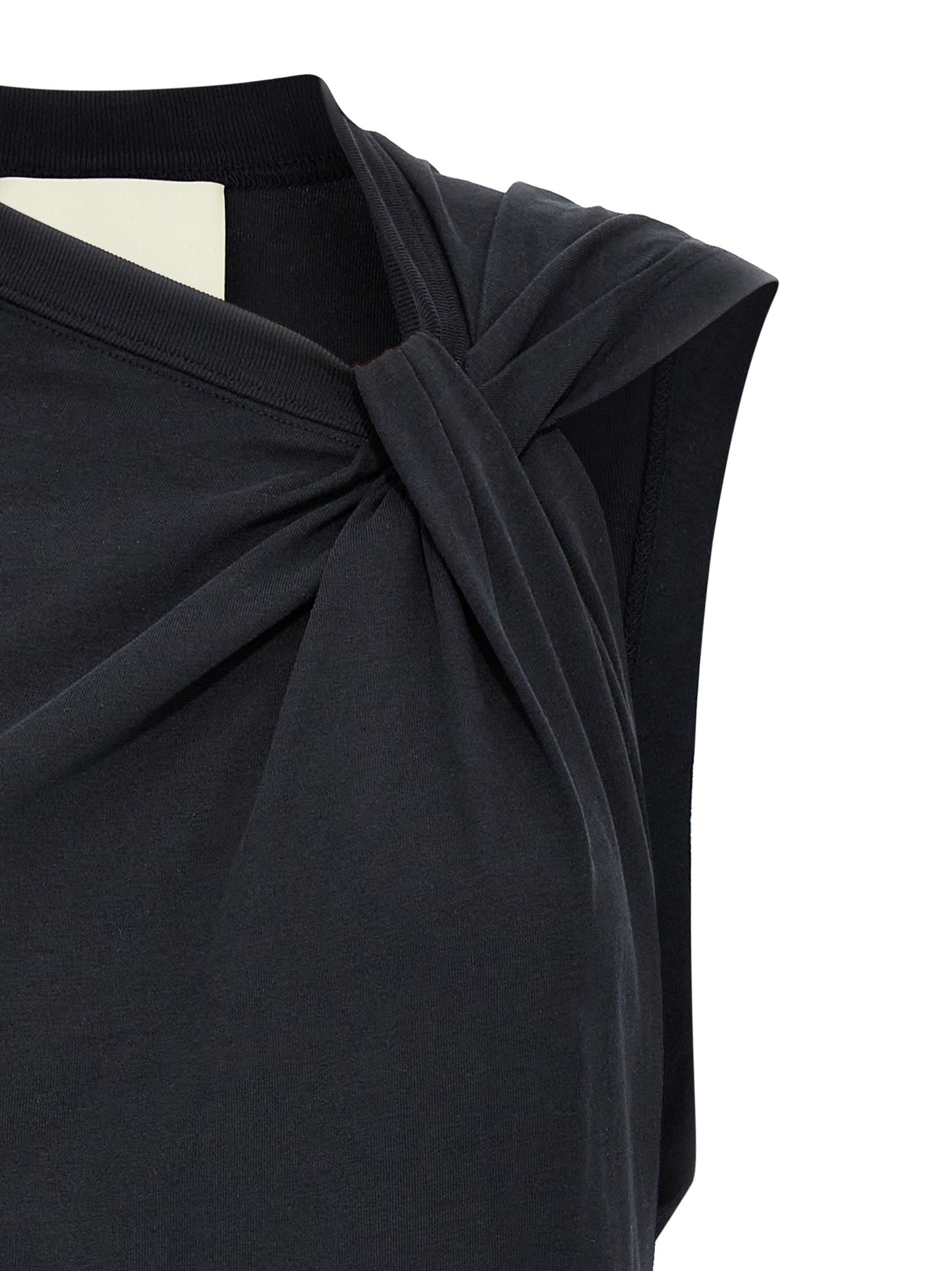 Black Cotton Sleeveles T-Shirt