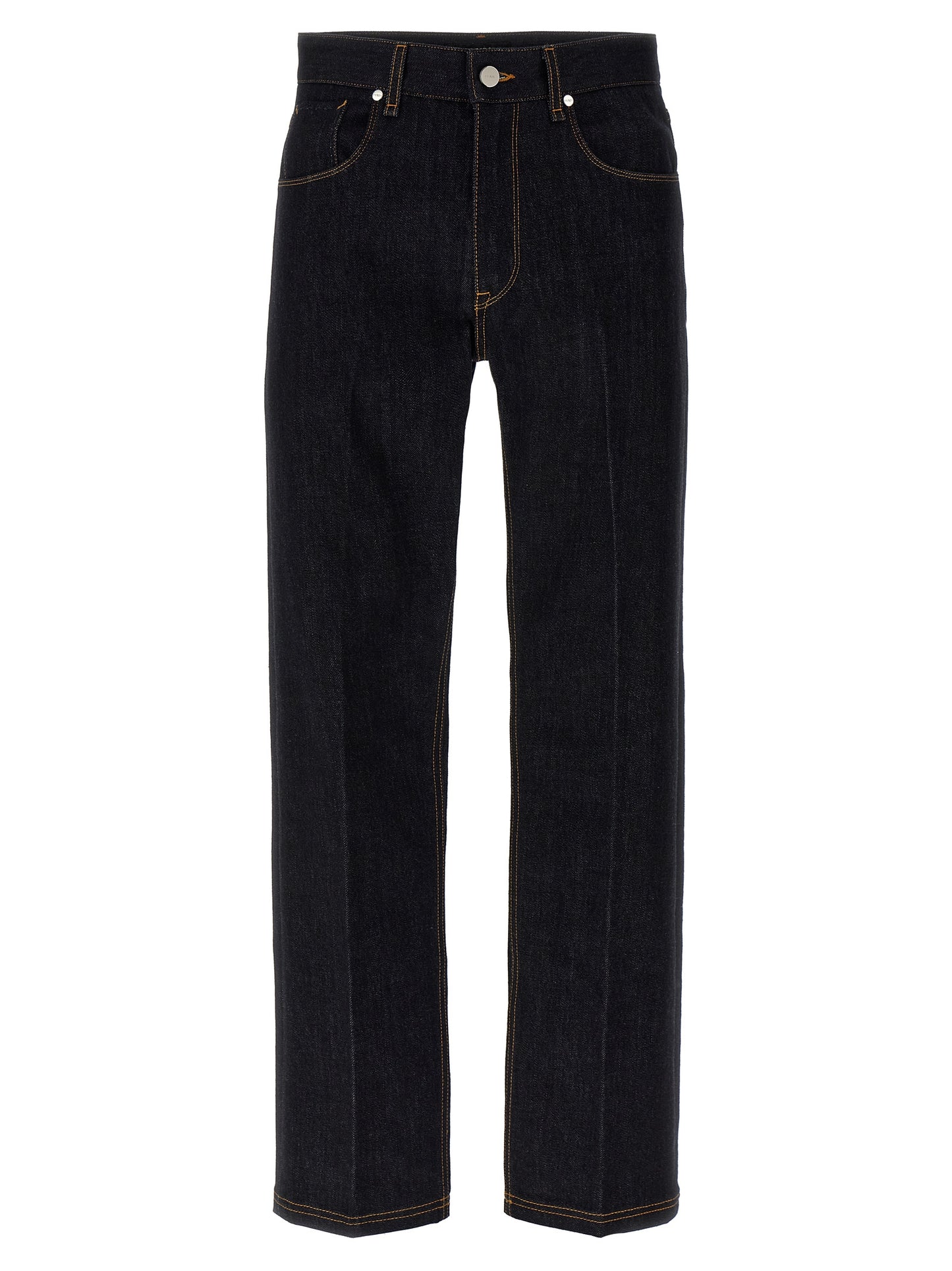 Blue Cotton Straight-Leg Jeans