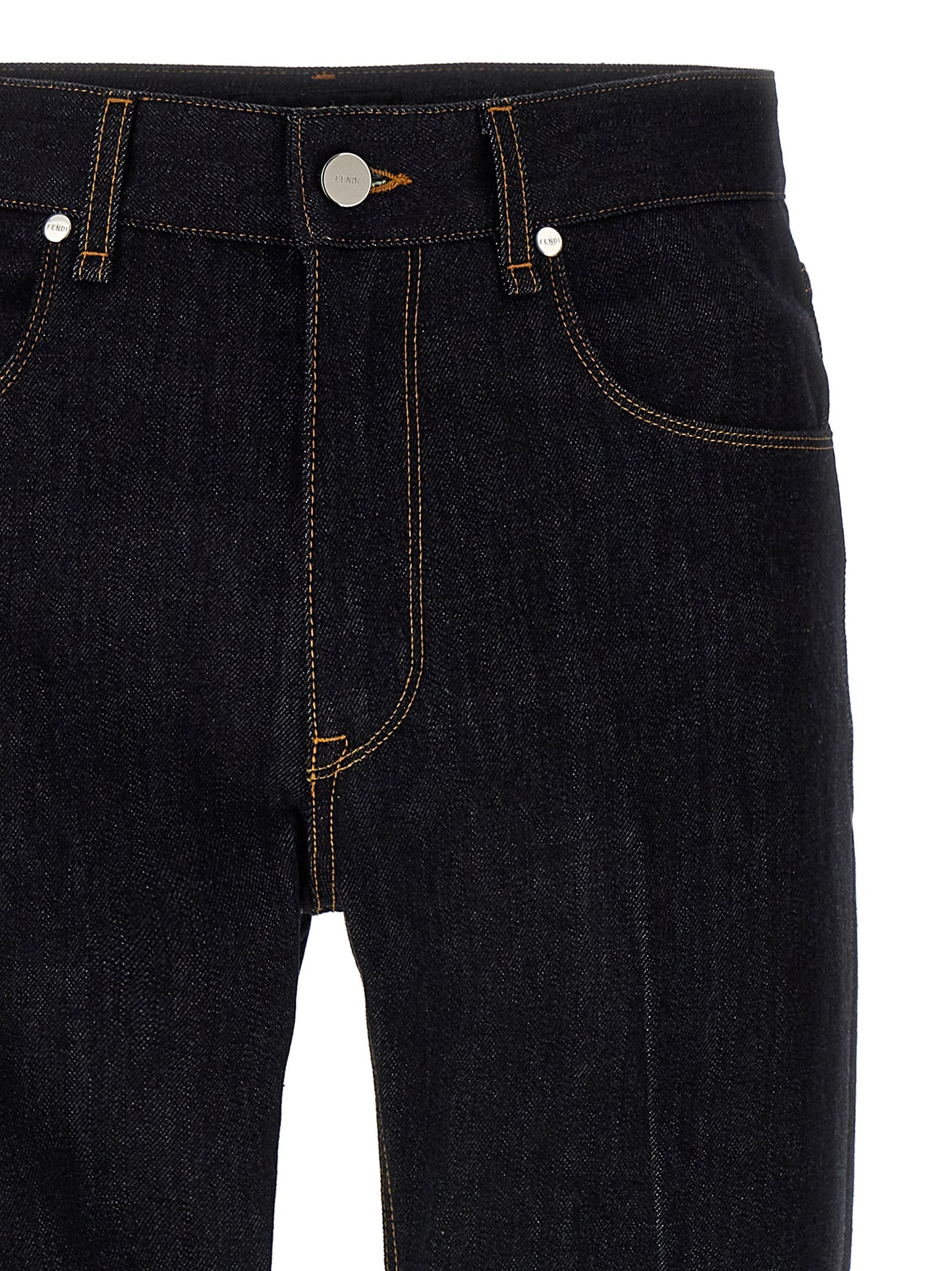 Blue Cotton Straight-Leg Jeans