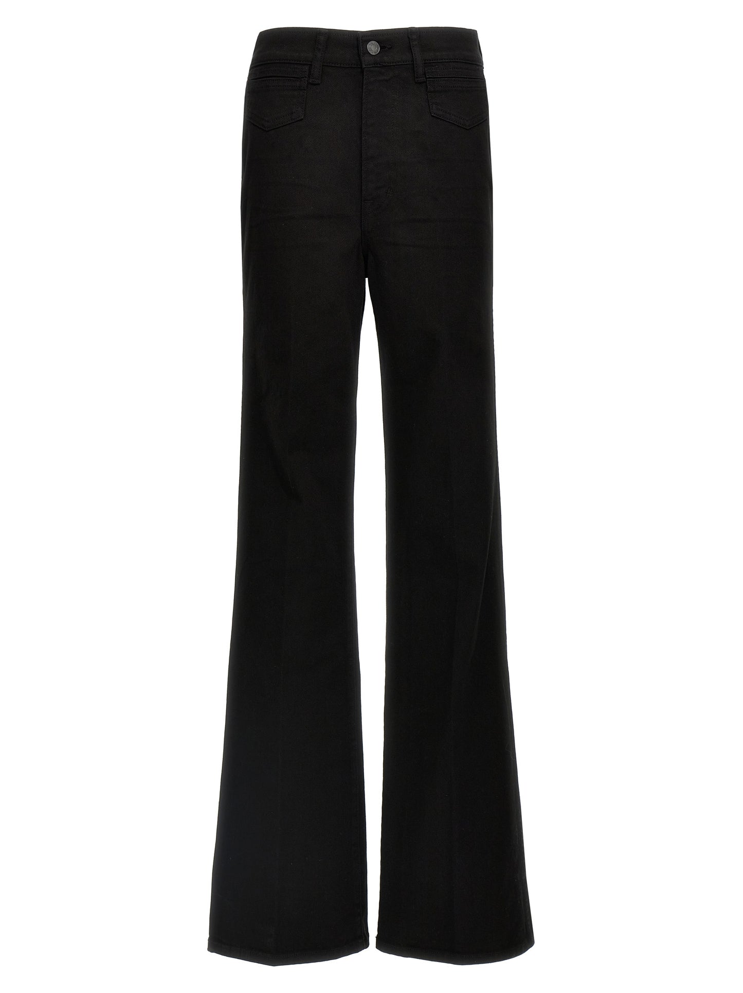 Black Cotton Flared Jeans