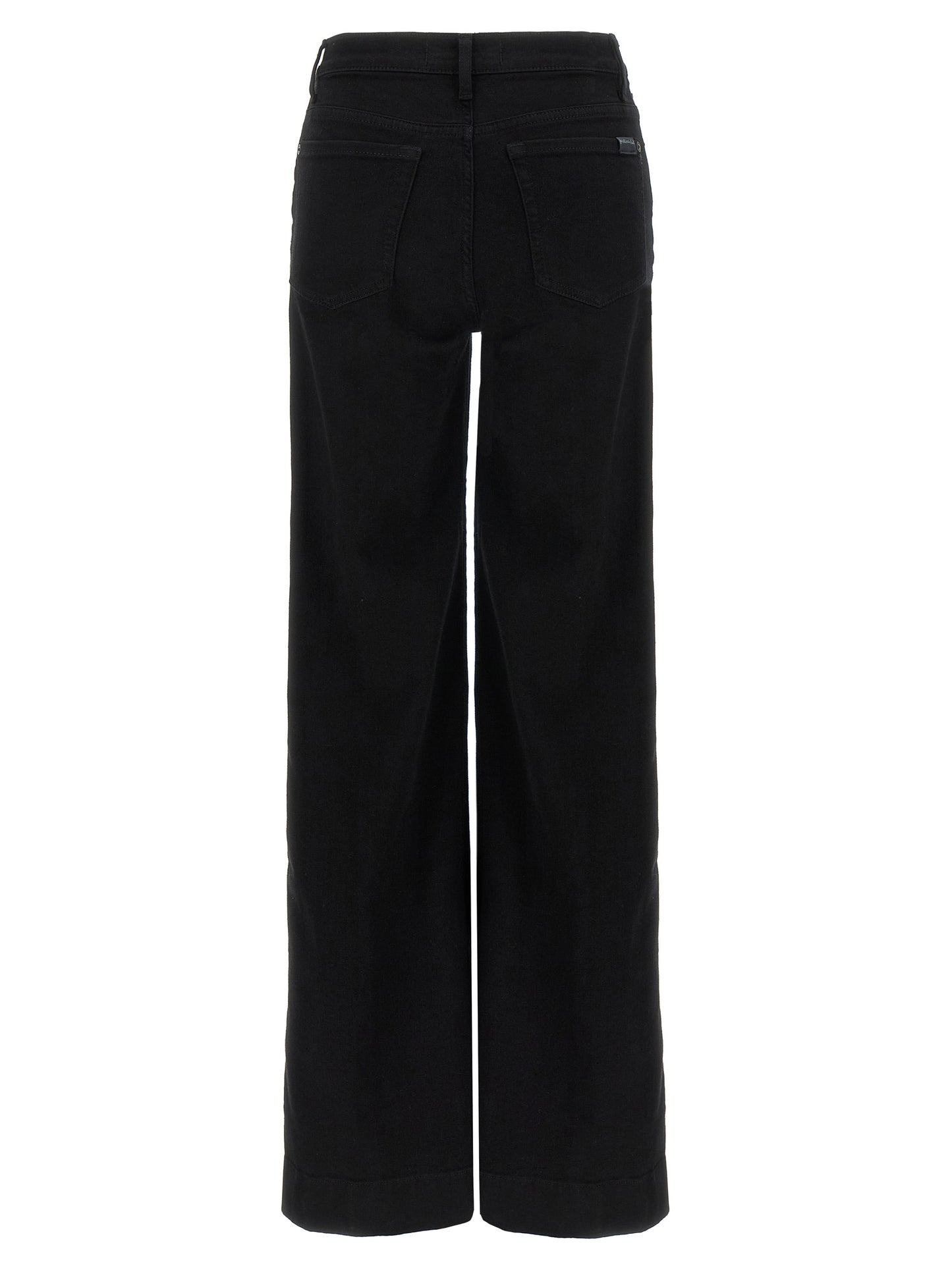Black Cotton Flared Jeans