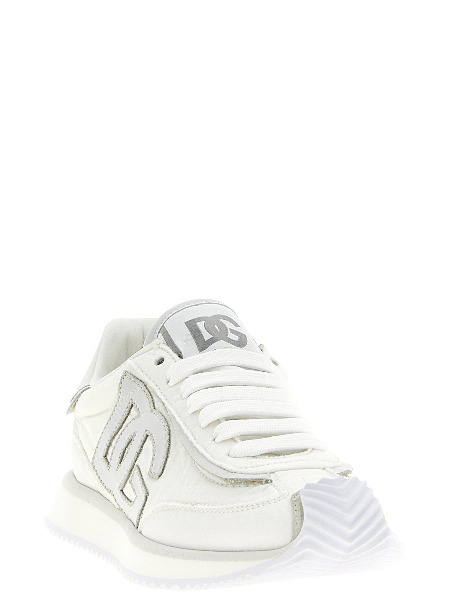 White Polyester Athletic Sneakers