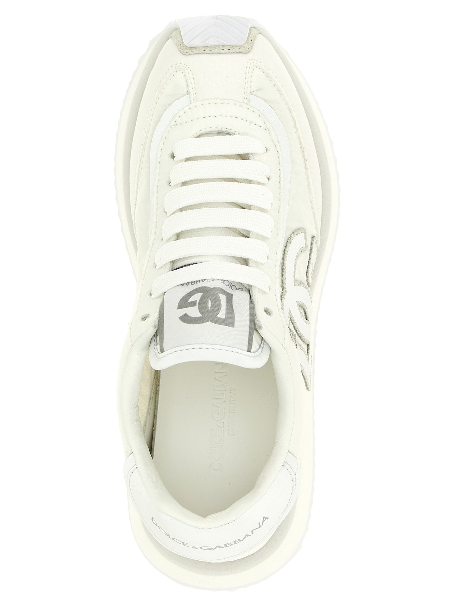 White Polyester Athletic Sneakers
