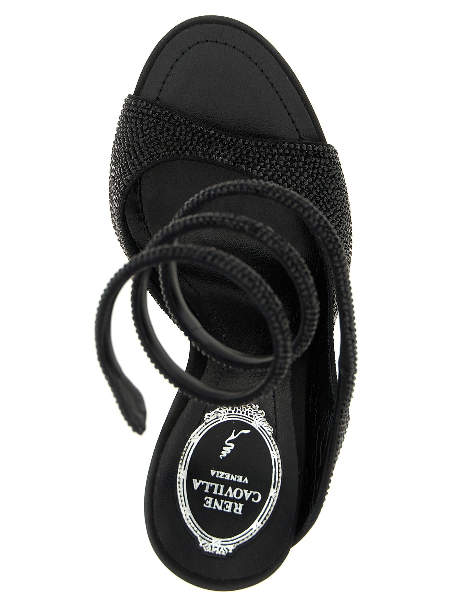 Black Satin Stiletto Heel Sandals