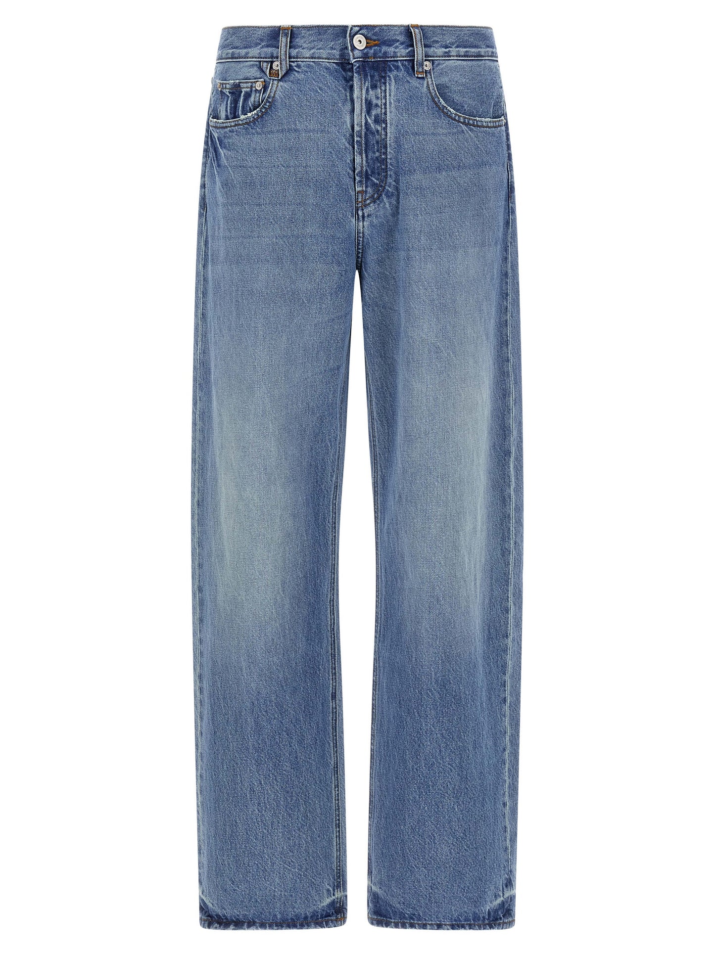 Blue Cotton Straight-Leg Jeans