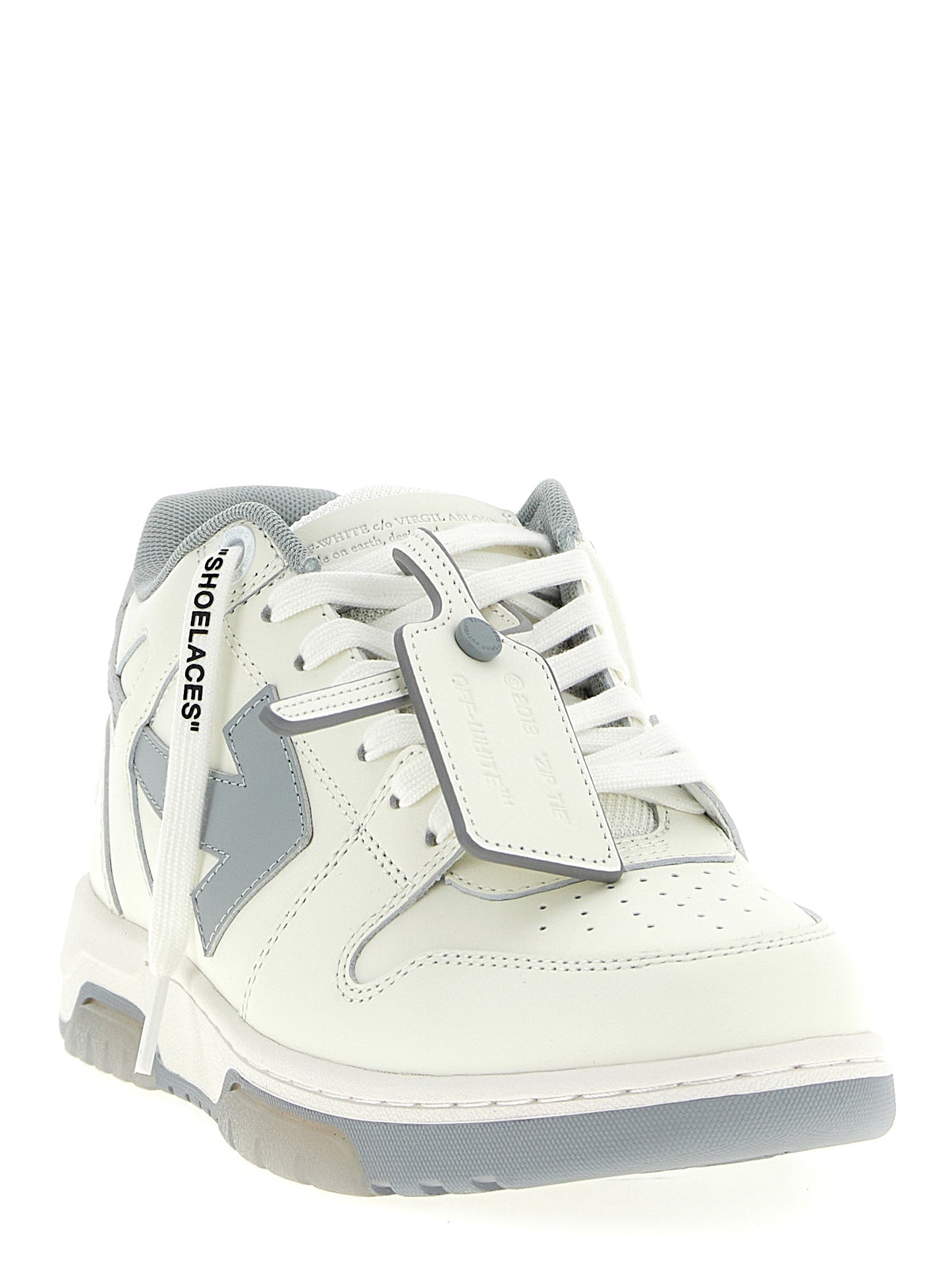Gray Leather Low Top Sneakers