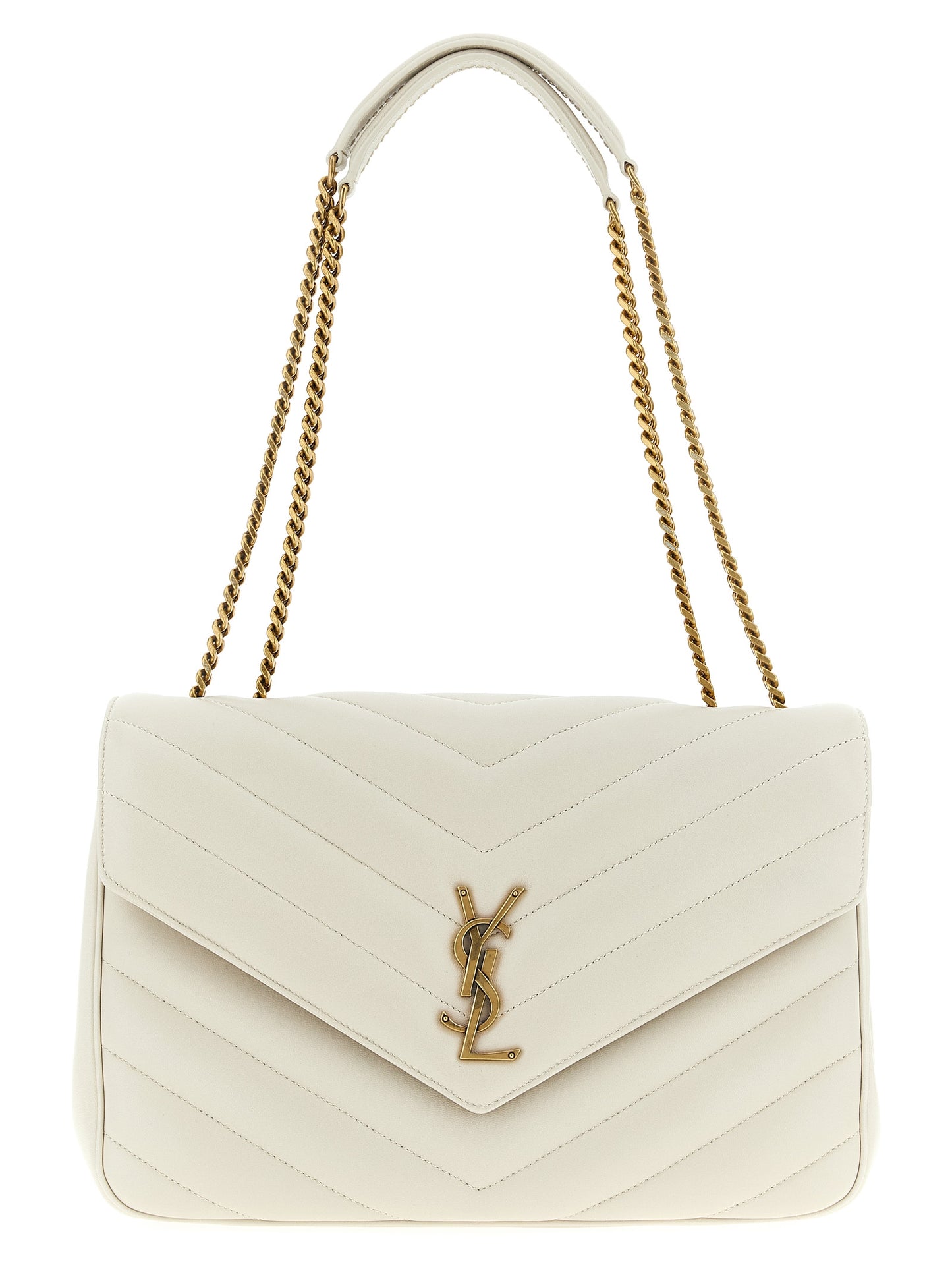 Beige Lamb Leather Shoulder Bag