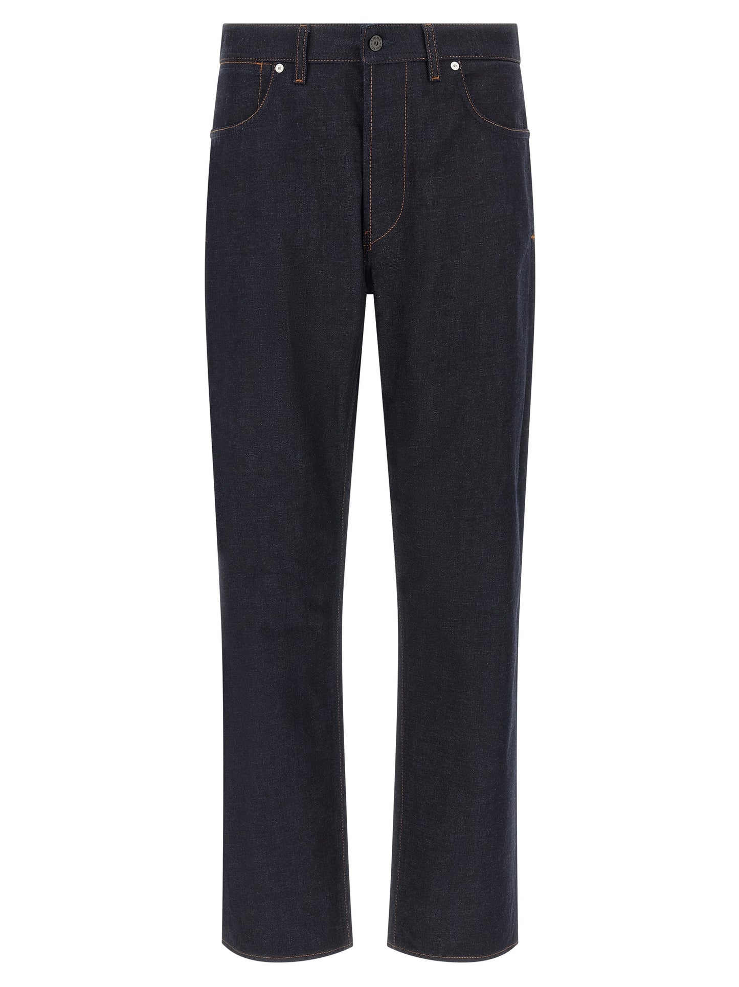 Blue Cotton Straight-Leg Jeans