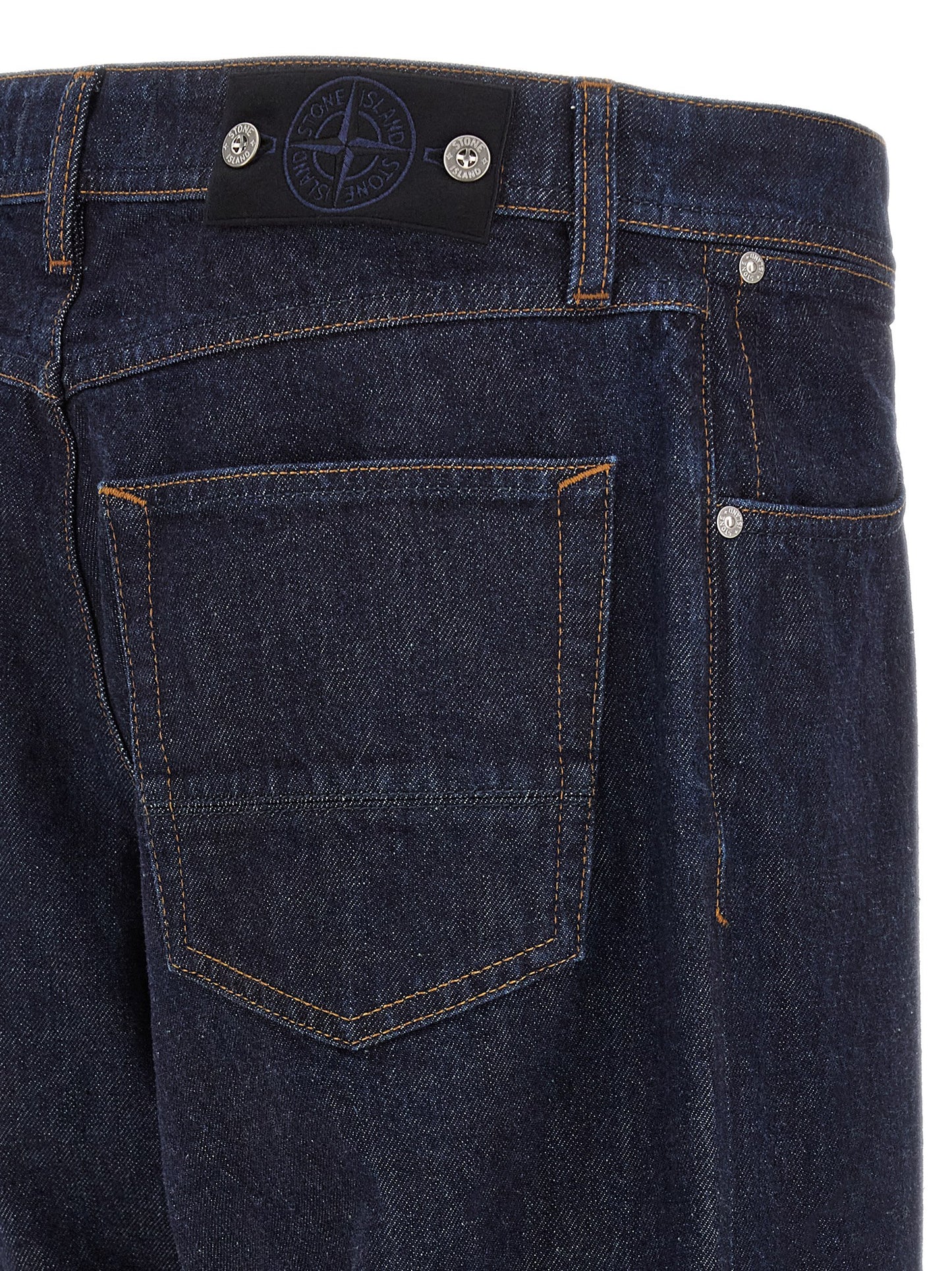 Blue Cotton Straight-Leg Jeans