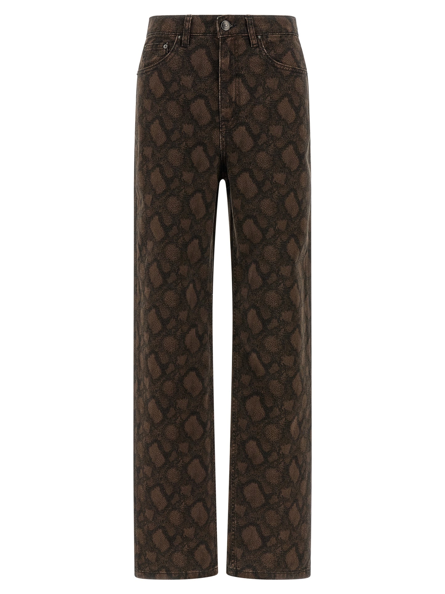 Brown Cotton Straight-Leg Jeans