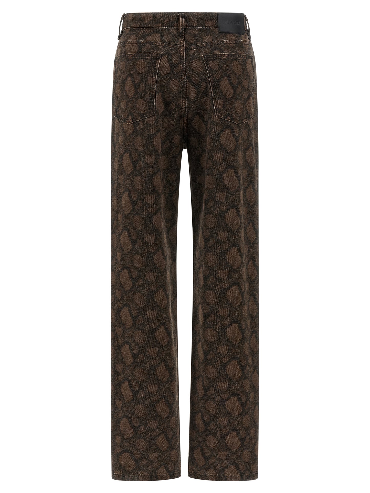 Brown Cotton Straight-Leg Jeans