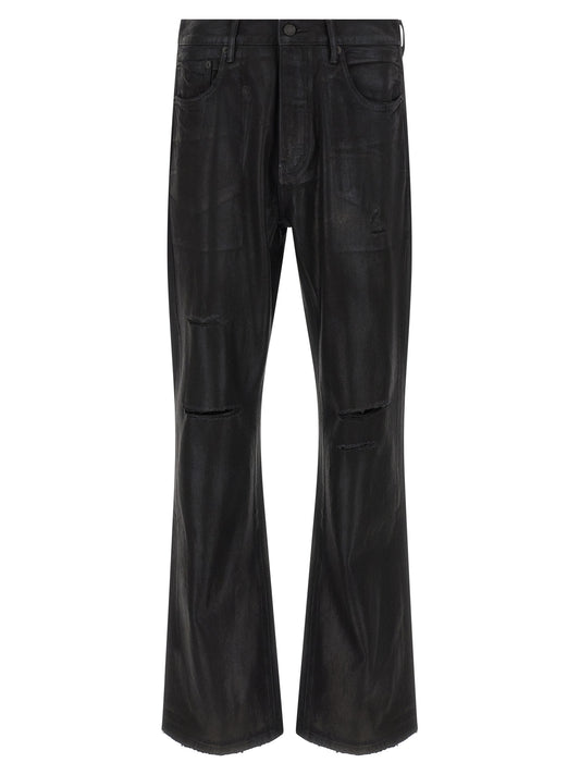 Black Cotton Flared Jeans
