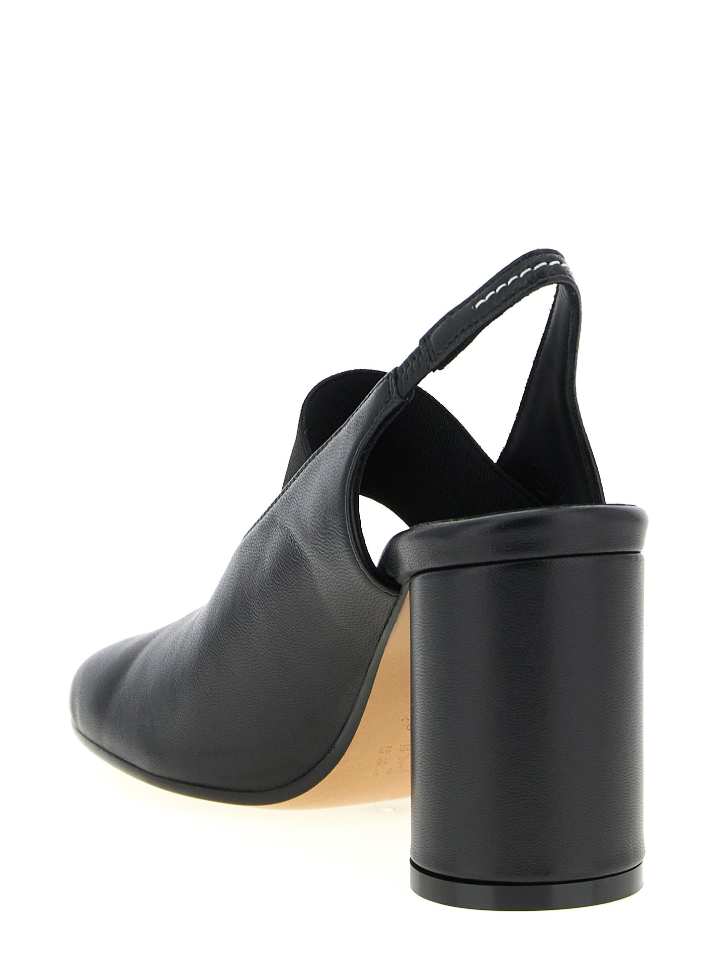 Black Lamb Leather Mid Heel Pumps