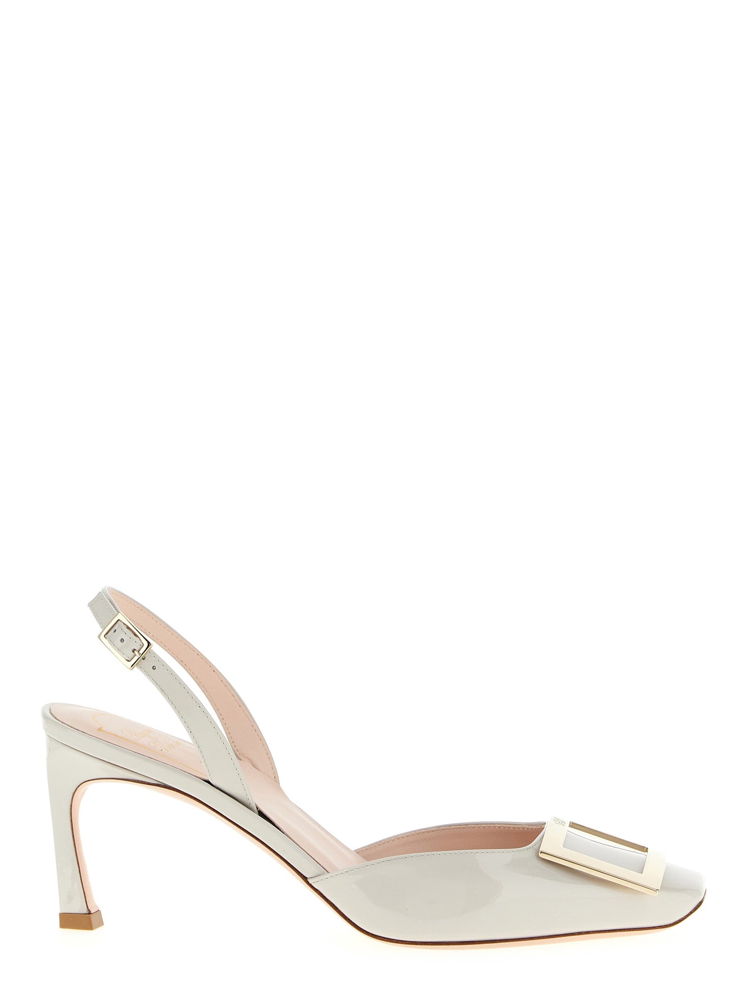 White Calfskin Mid Heel Pumps