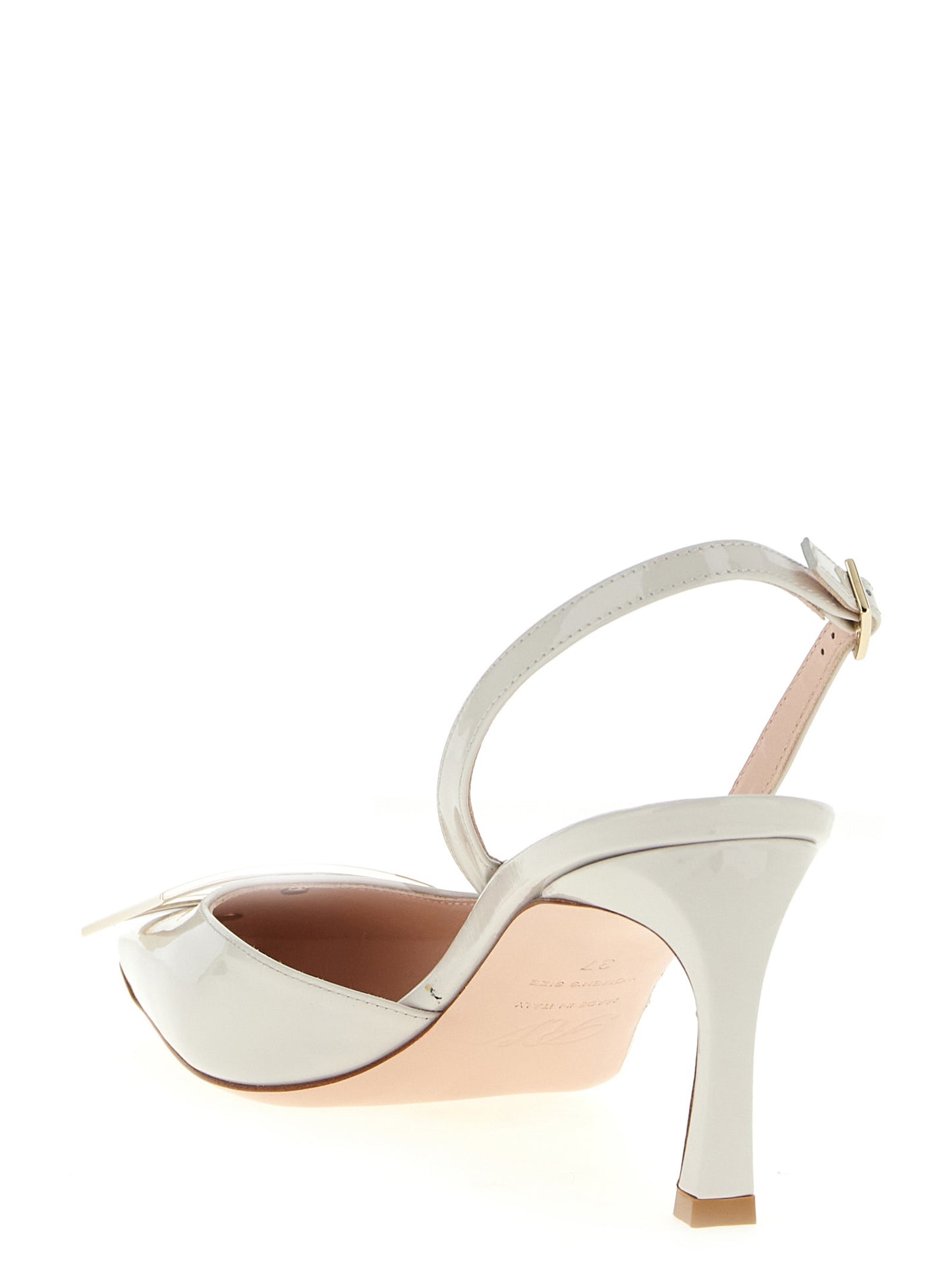 White Calfskin Mid Heel Pumps